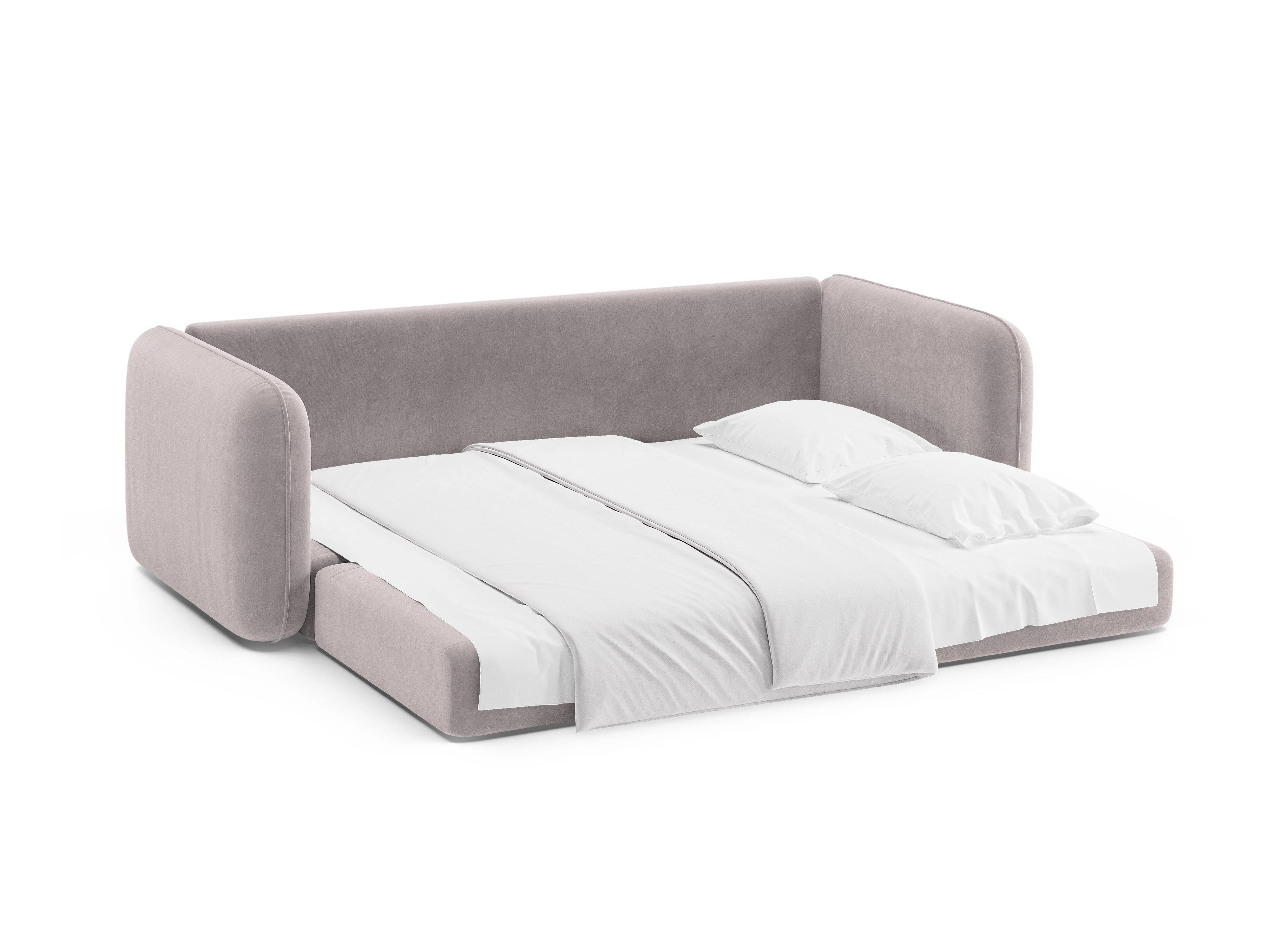 Sofa aksamitna 3-osobowa z funkcją spania DORMI jasny szary - Image 7
