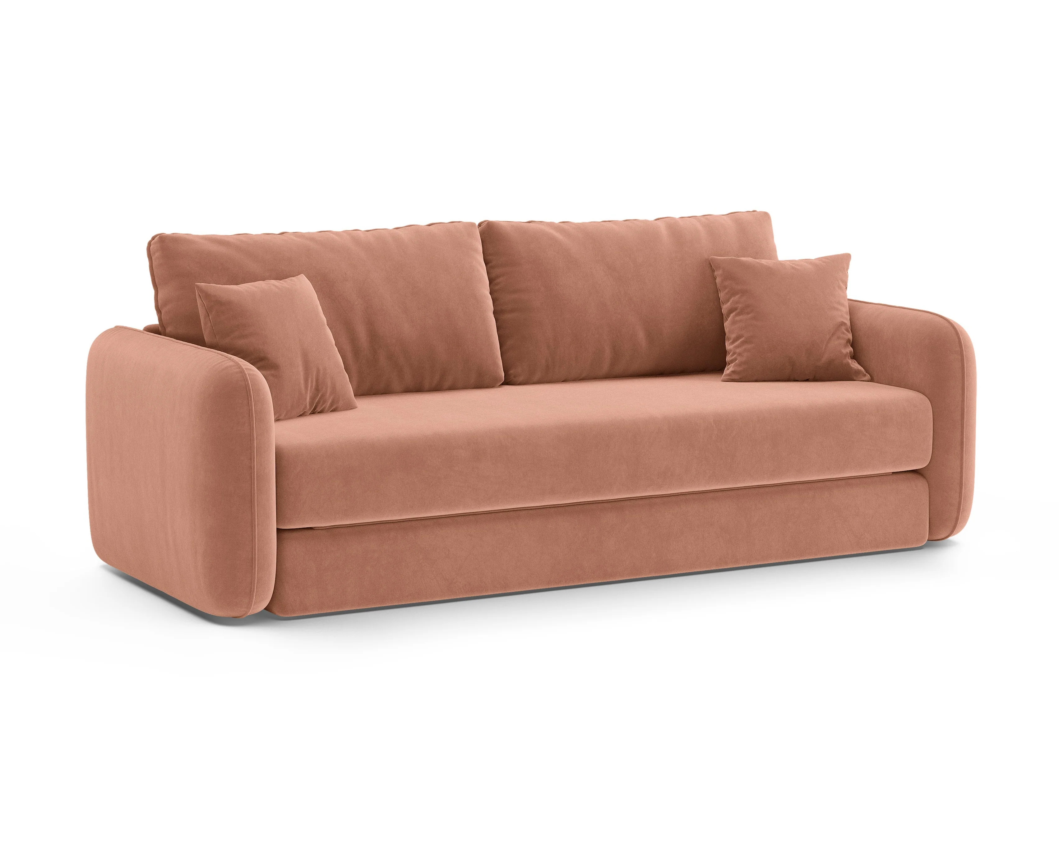 Sofa aksamitna 3-osobowa z funkcją spania DORMI różowy