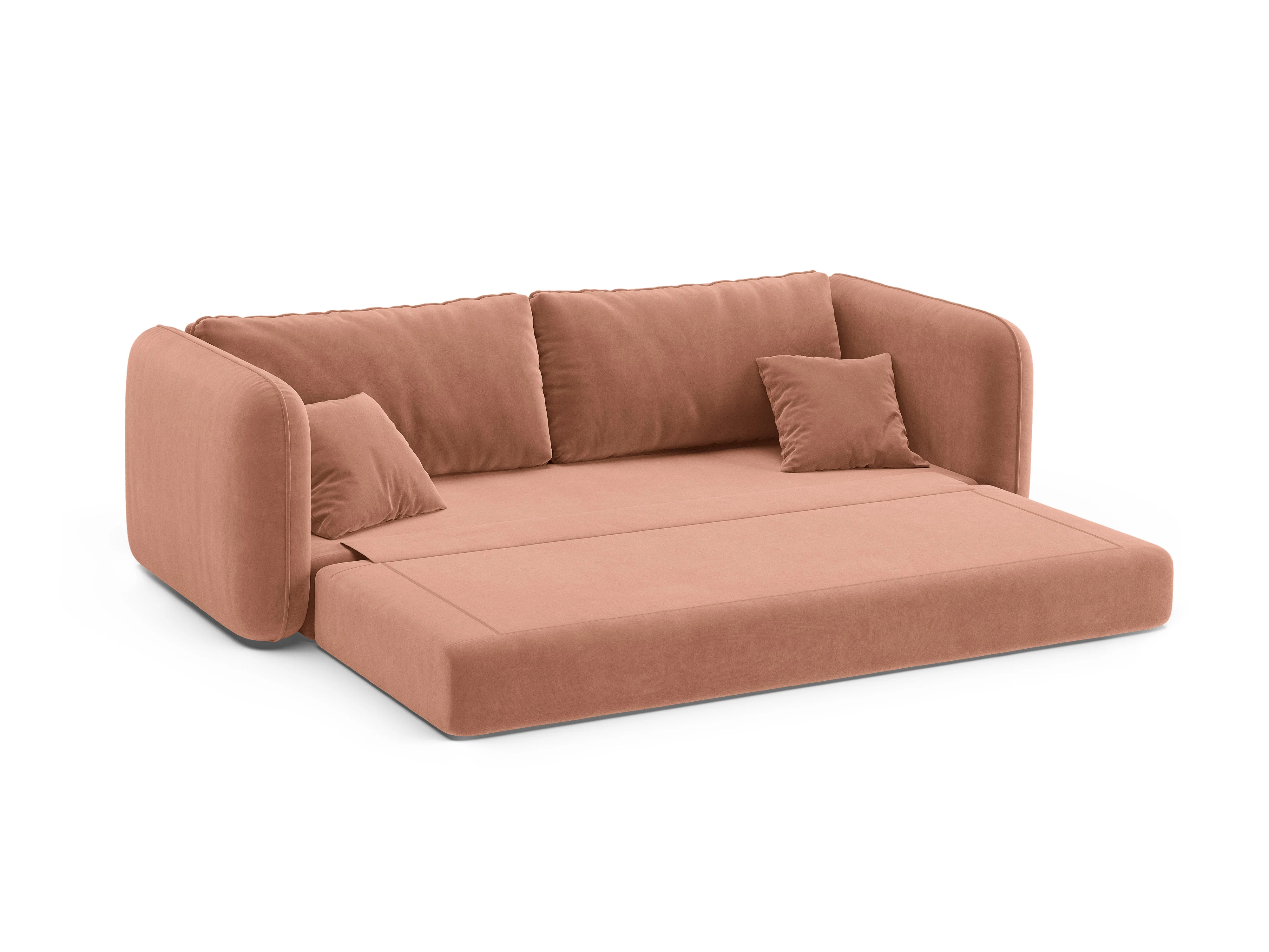 Sofa aksamitna 3-osobowa z funkcją spania DORMI różowy - Image 6