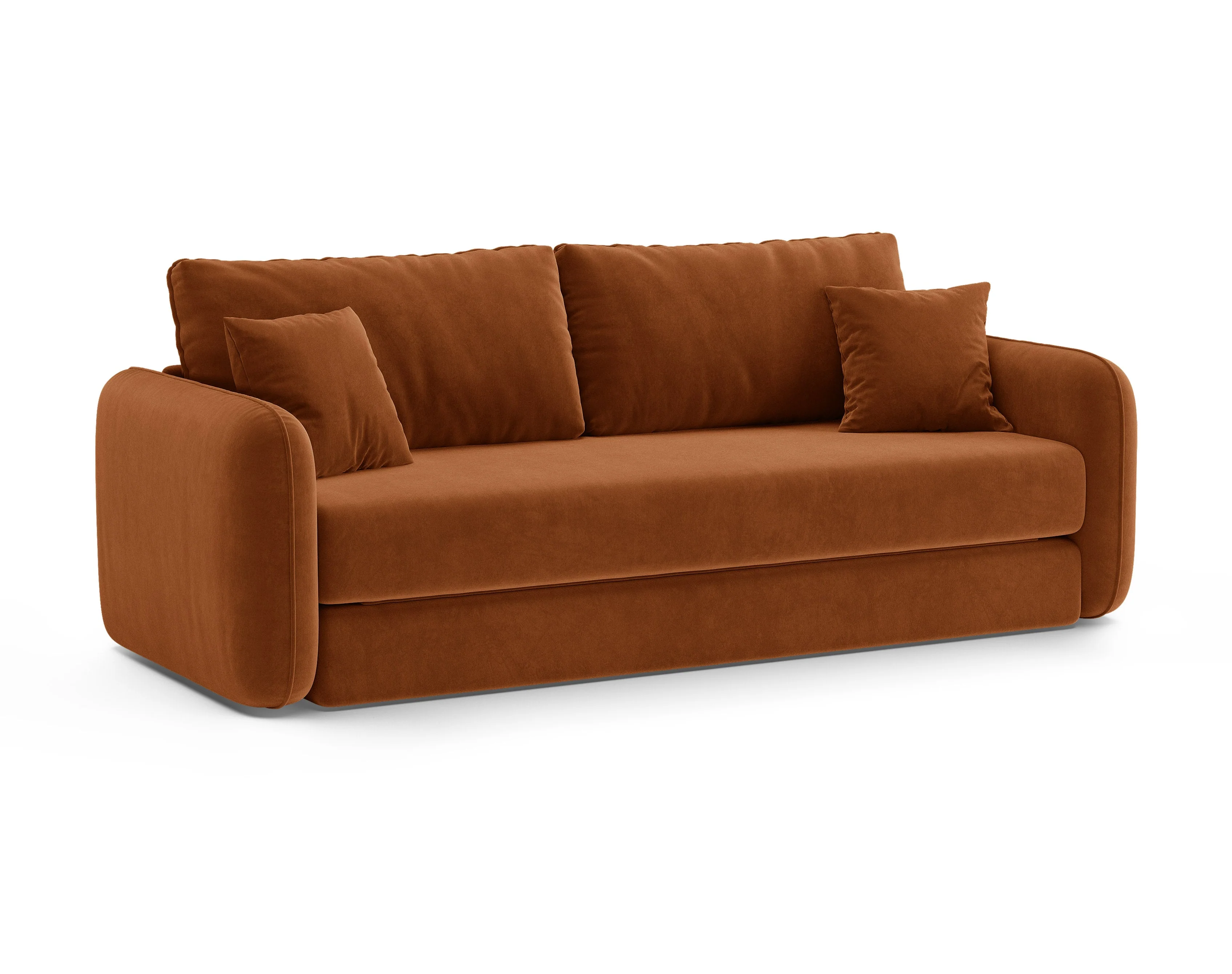 Sofa aksamitna 3-osobowa z funkcją spania DORMI terakota