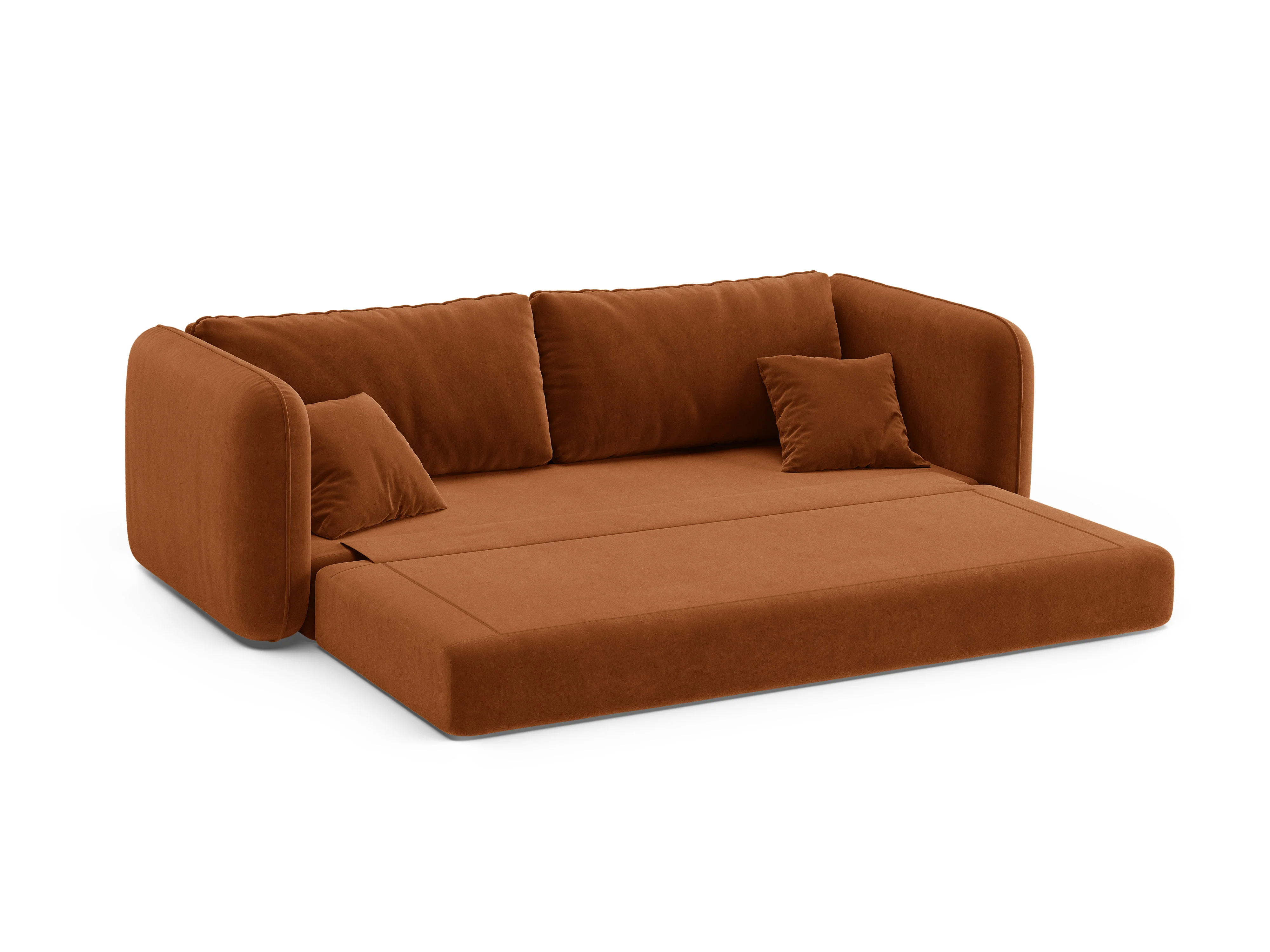 Sofa aksamitna 3-osobowa z funkcją spania DORMI terakota - Image 6