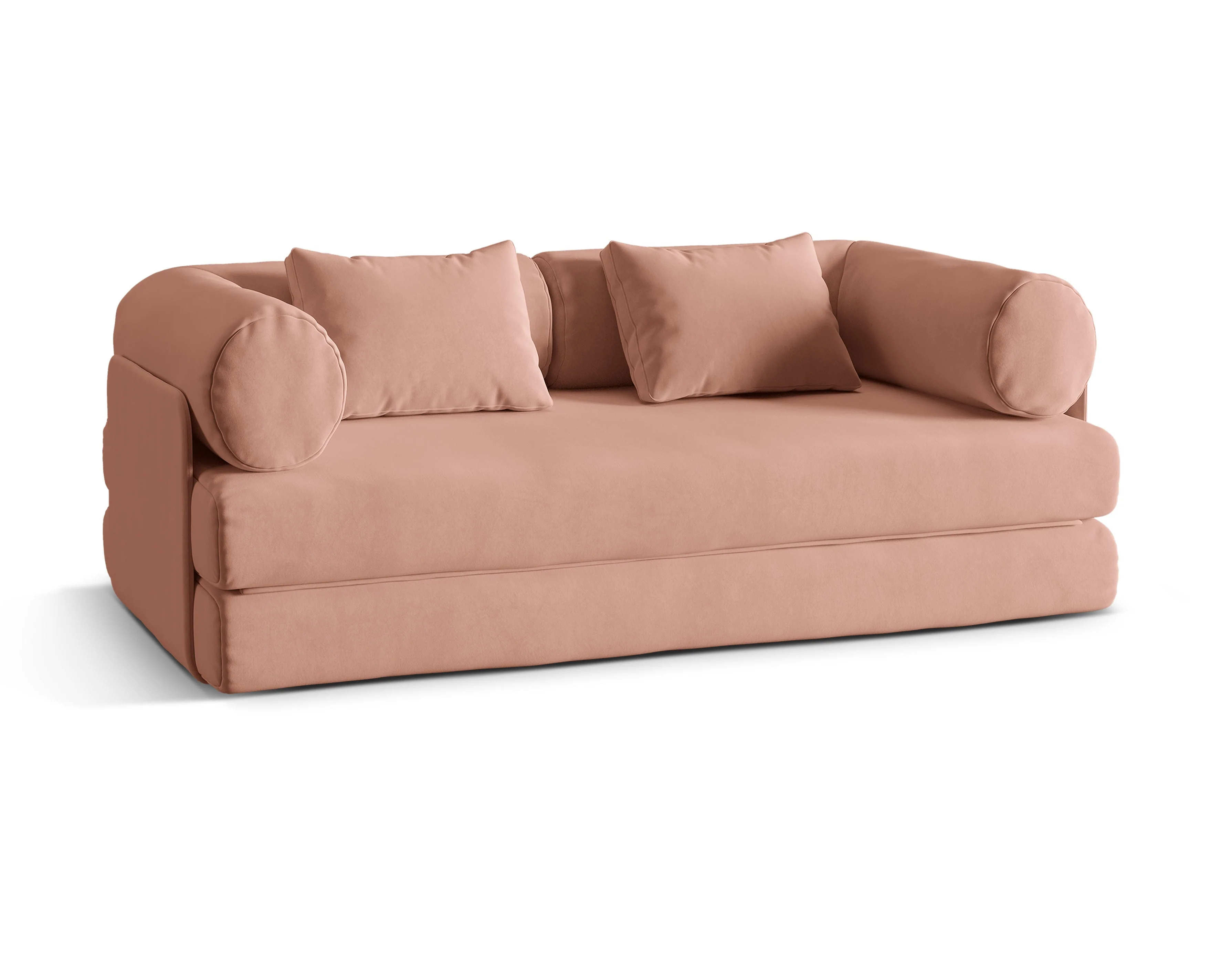 Sofa aksamitna 3-osobowa z funkcją spania DREAMY różowy