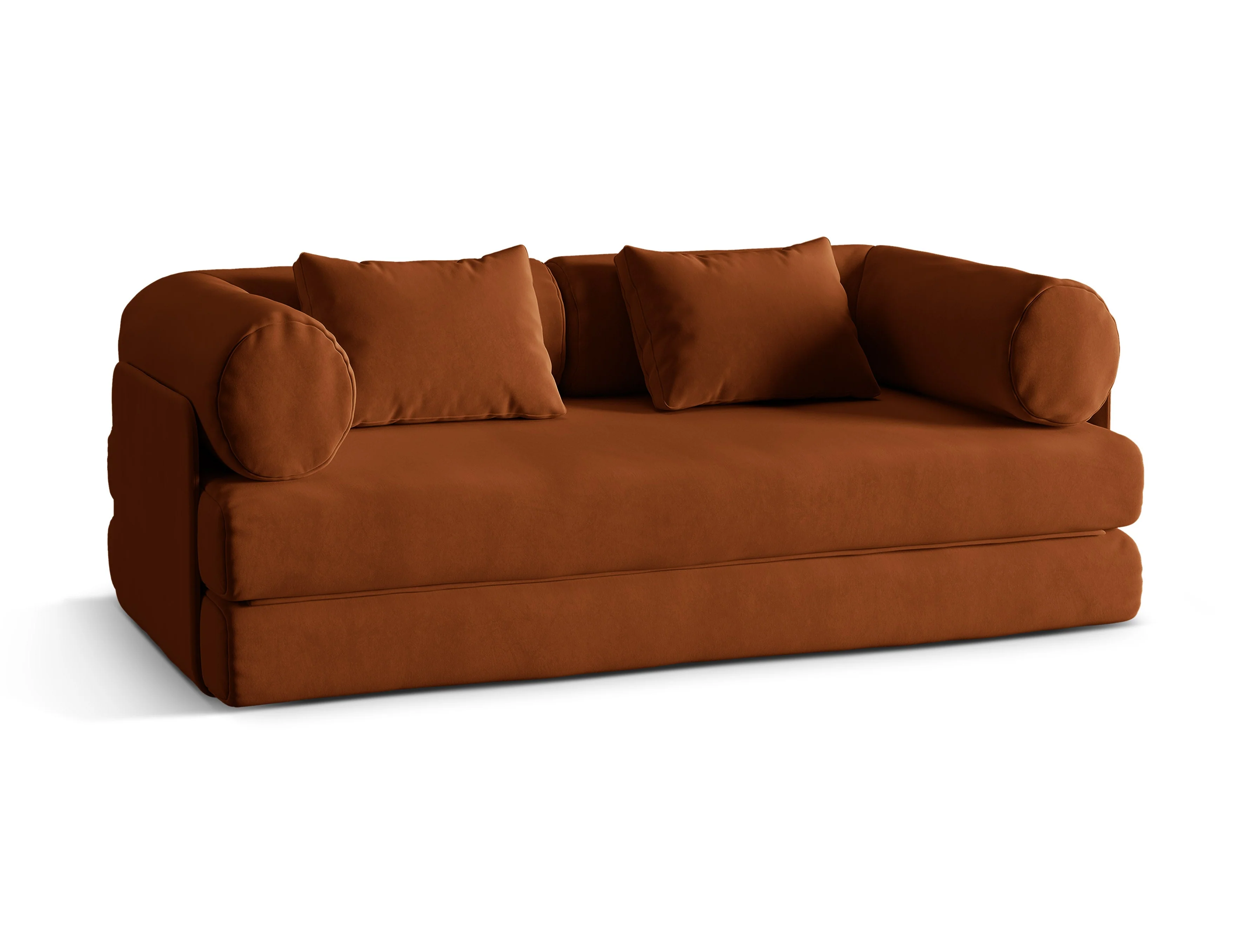 Sofa aksamitna 3-osobowa z funkcją spania DREAMY terakota