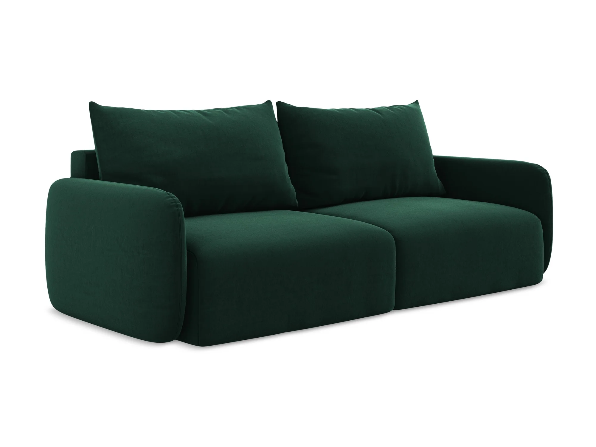 Sofa aksamitna 3-osobowa z funkcją spania KALENA butelkowa zieleń
