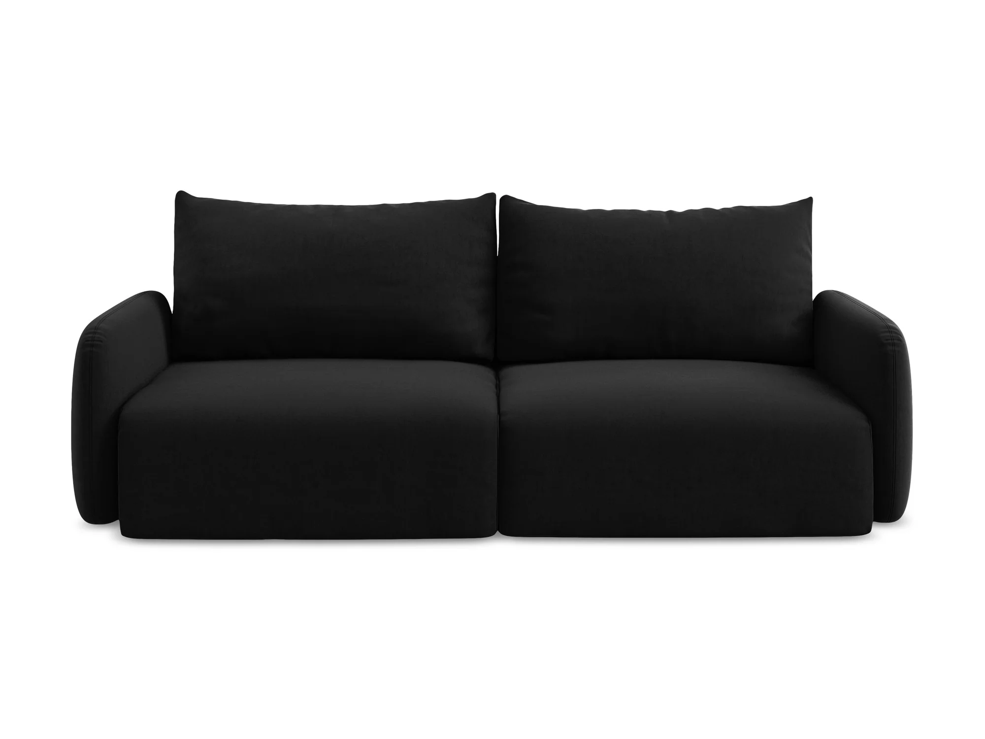 Sofa aksamitna 3-osobowa z funkcją spania KALENA czarny - Image 2