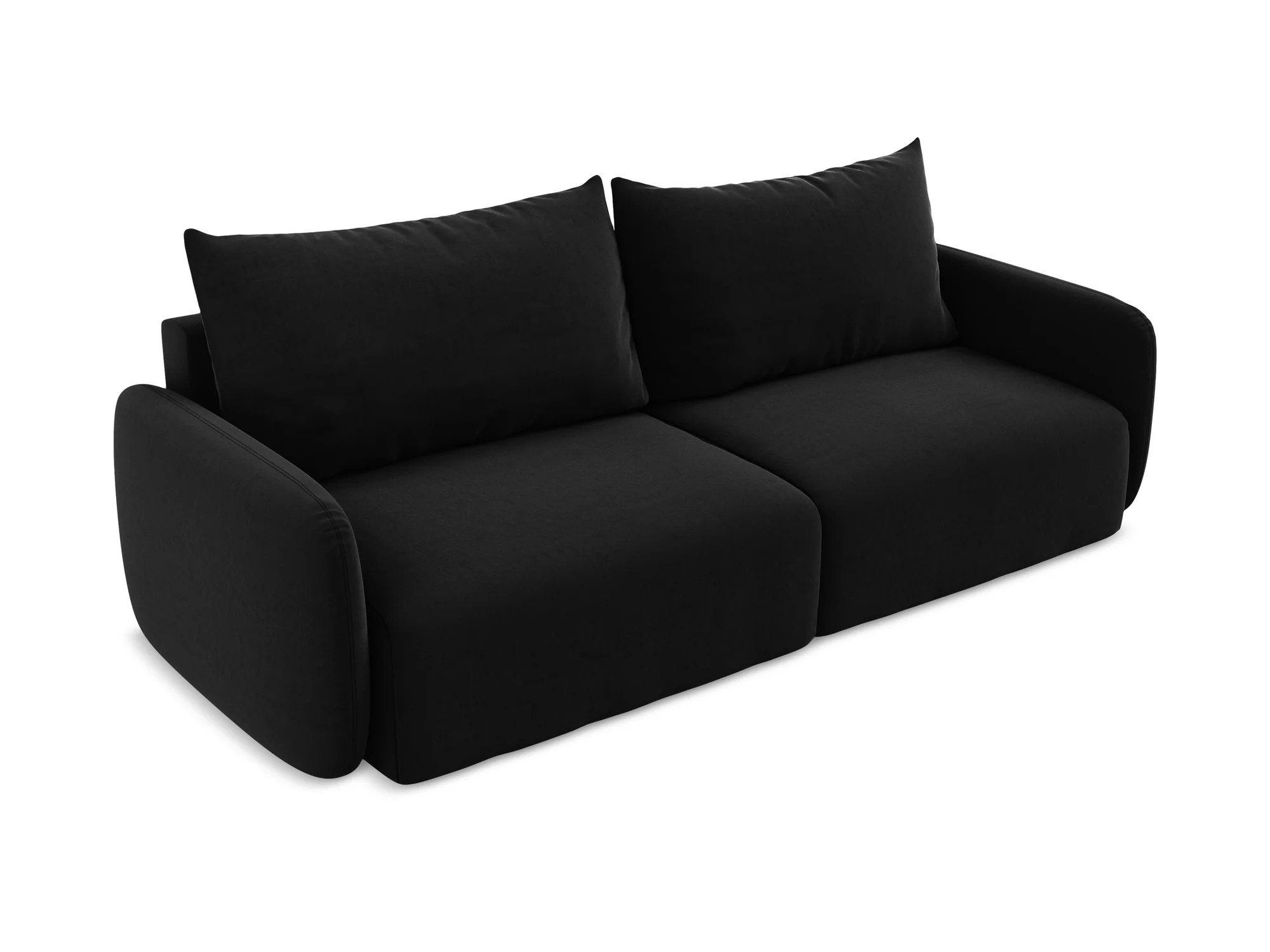 Sofa aksamitna 3-osobowa z funkcją spania KALENA czarny - Image 3