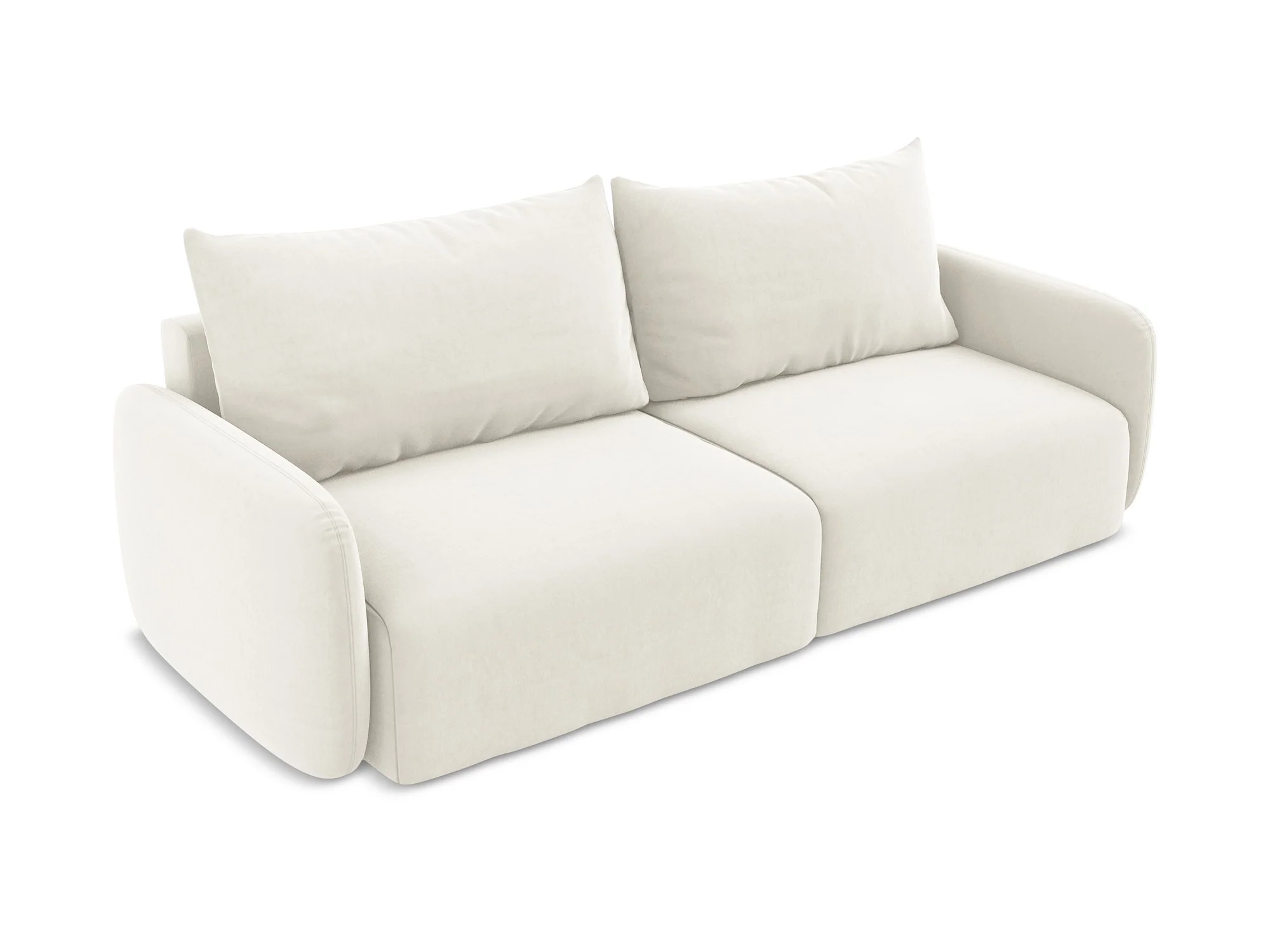 Sofa aksamitna 3-osobowa z funkcją spania KALENA jasnobeżowy - Image 3