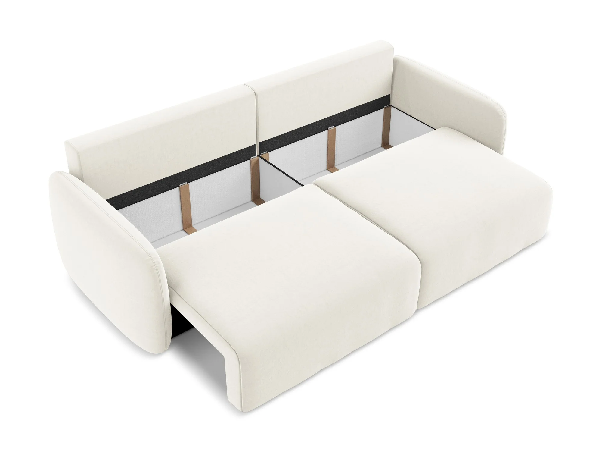 Sofa aksamitna 3-osobowa z funkcją spania KALENA jasnobeżowy - Image 4