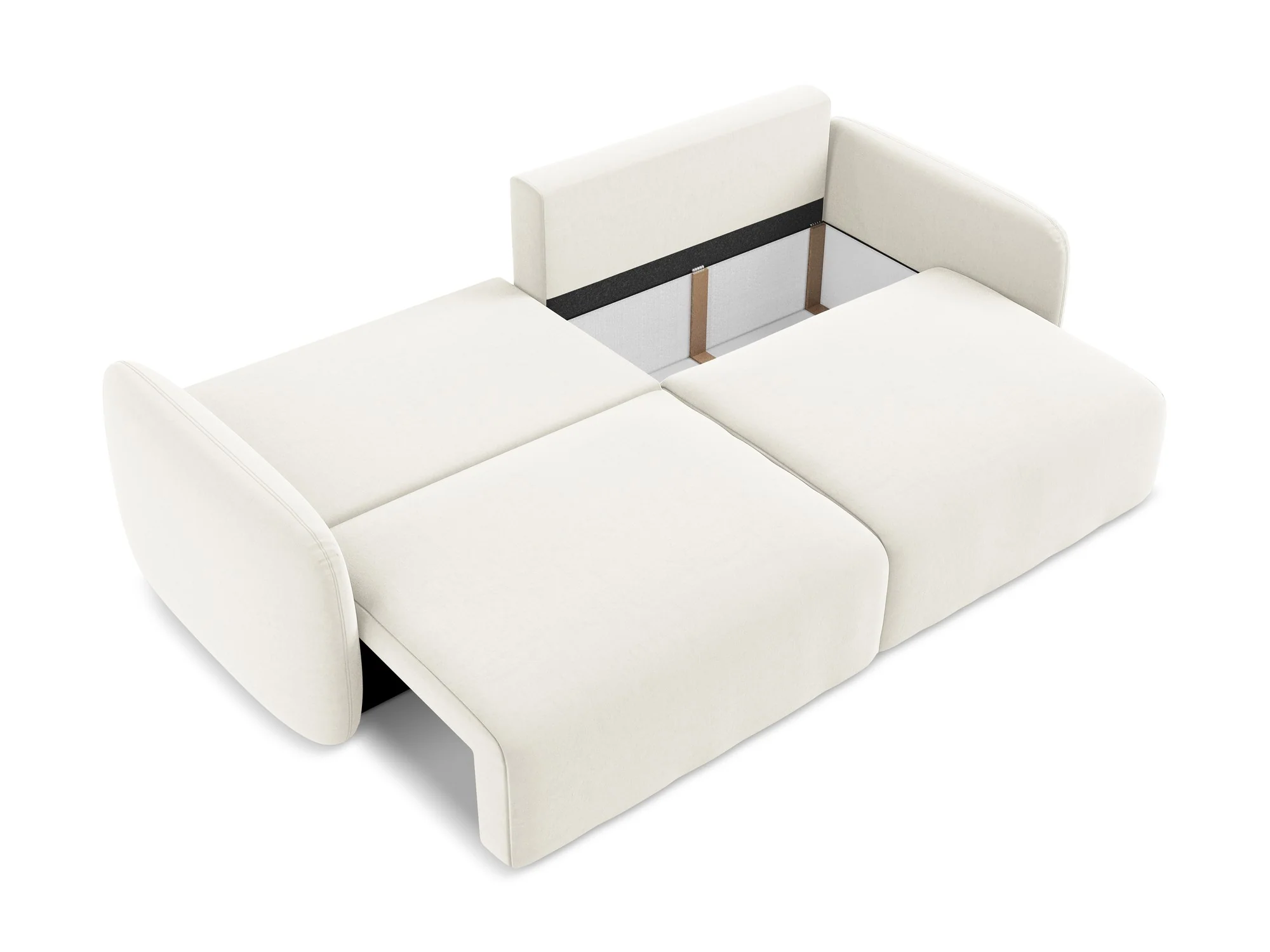 Sofa aksamitna 3-osobowa z funkcją spania KALENA jasnobeżowy - Image 5