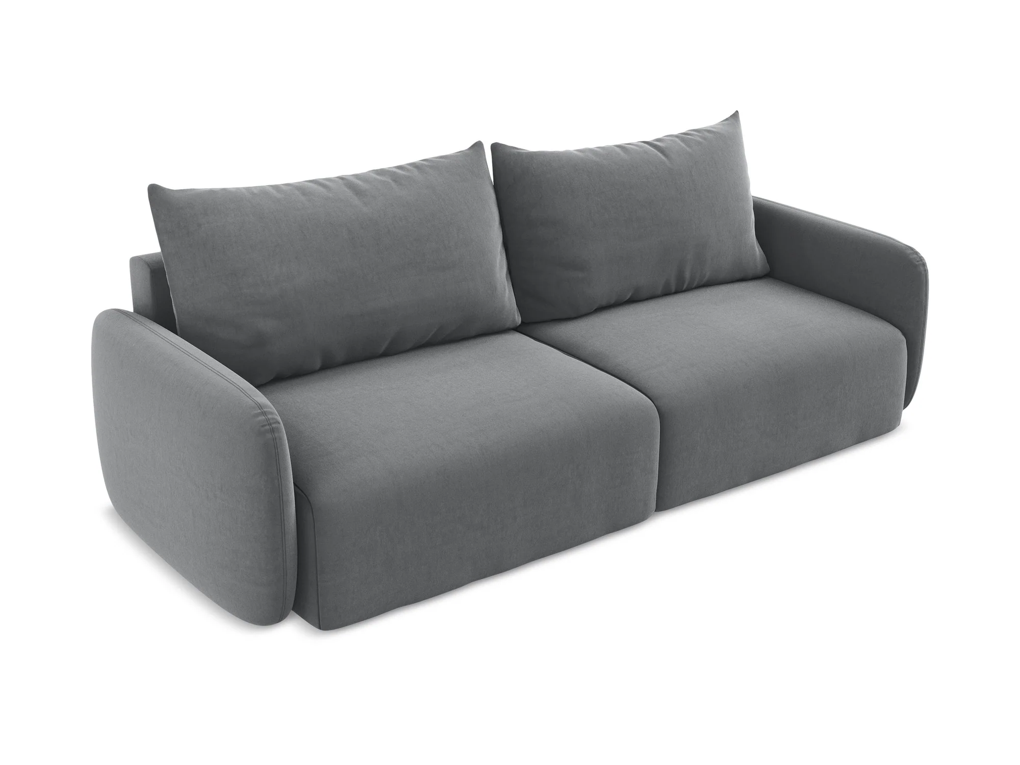 Sofa aksamitna 3-osobowa z funkcją spania KALENA stalowy szary - Image 3