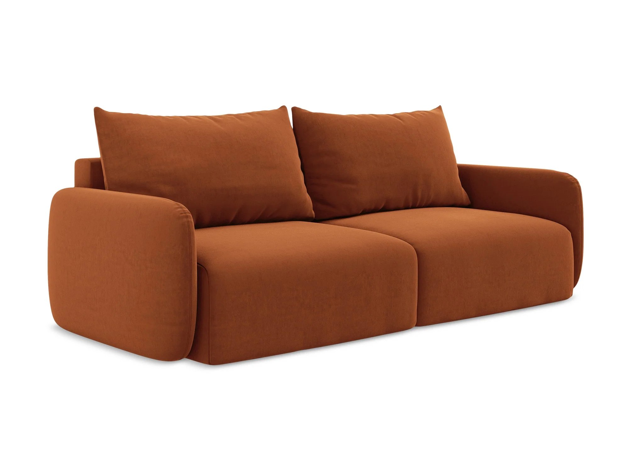 Sofa aksamitna 3-osobowa z funkcją spania KALENA terakota