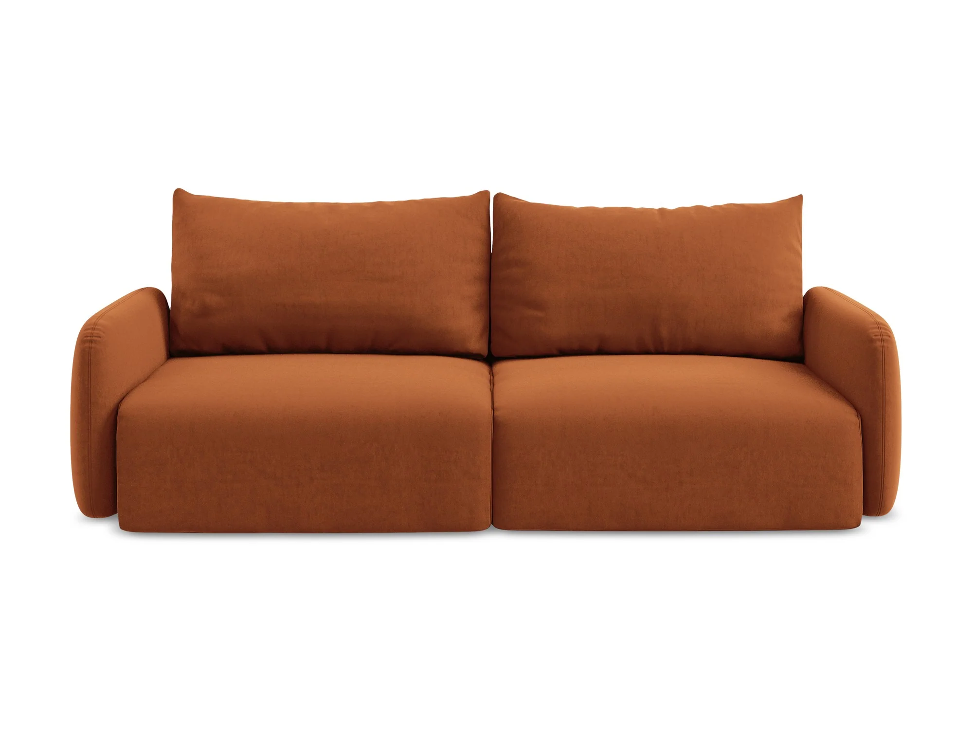 Sofa aksamitna 3-osobowa z funkcją spania KALENA terakota - Image 2