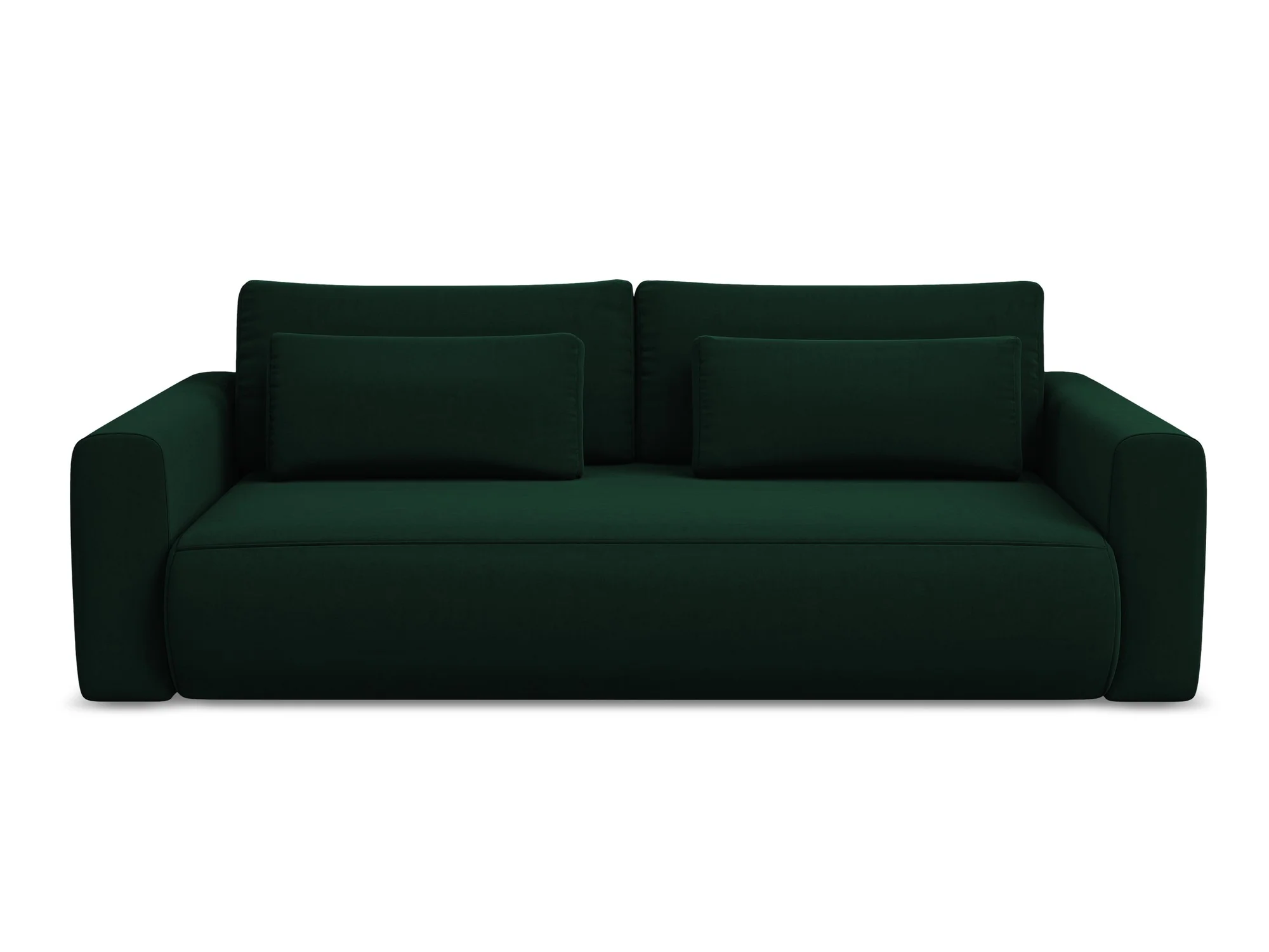 Sofa aksamitna 3-osobowa z funkcją spania KAPUA butelkowa zieleń - Image 4