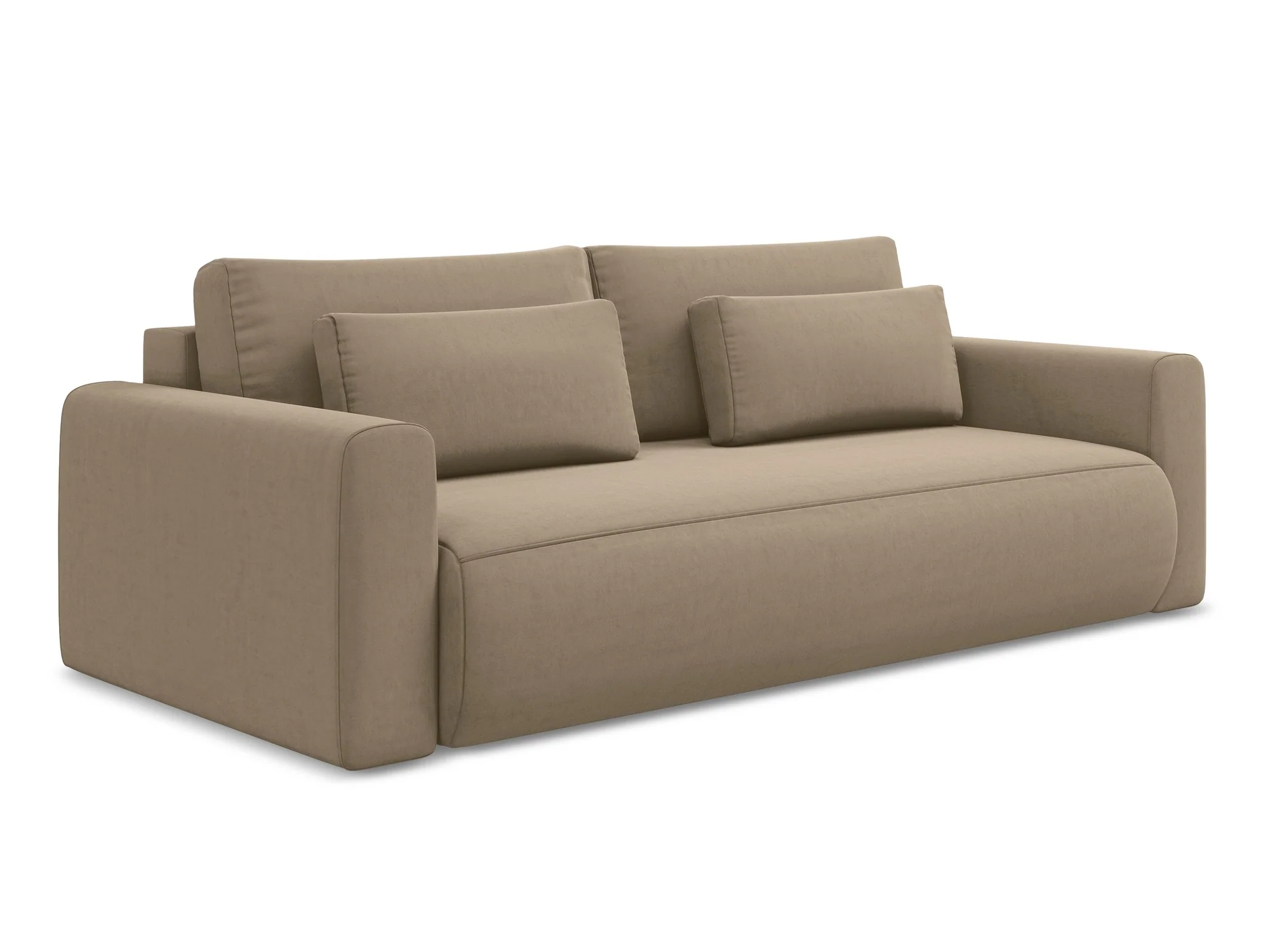 Sofa aksamitna 3-osobowa z funkcją spania KAPUA ciemnobeżowy
