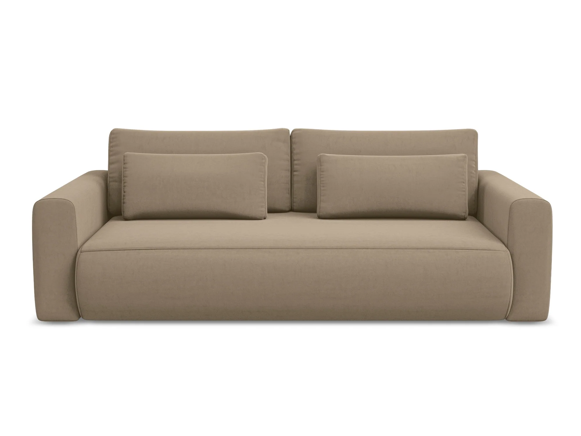 Sofa aksamitna 3-osobowa z funkcją spania KAPUA ciemnobeżowy - Image 3
