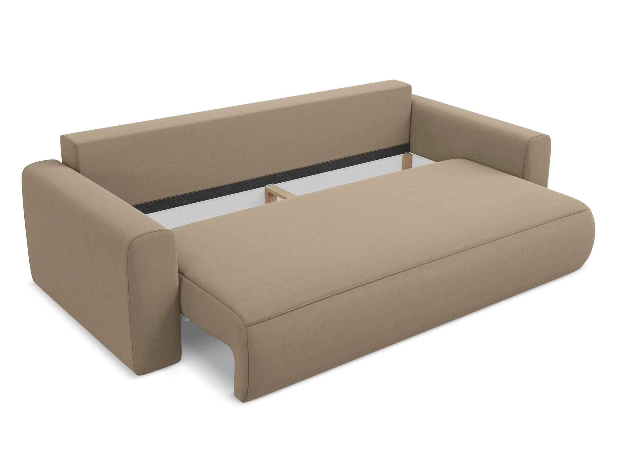 Sofa aksamitna 3-osobowa z funkcją spania KAPUA ciemnobeżowy - Image 5