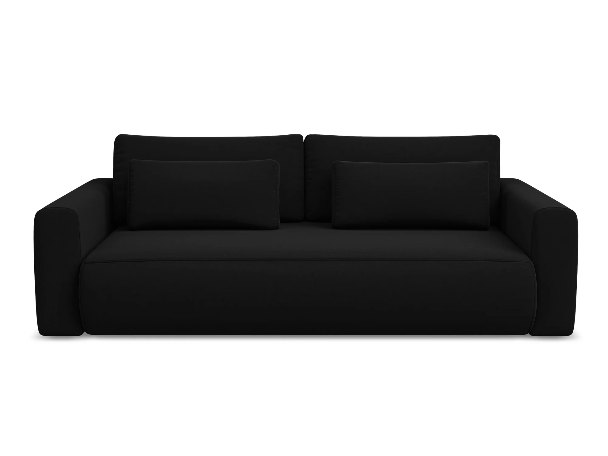 Sofa aksamitna 3-osobowa z funkcją spania KAPUA czarny - Image 3