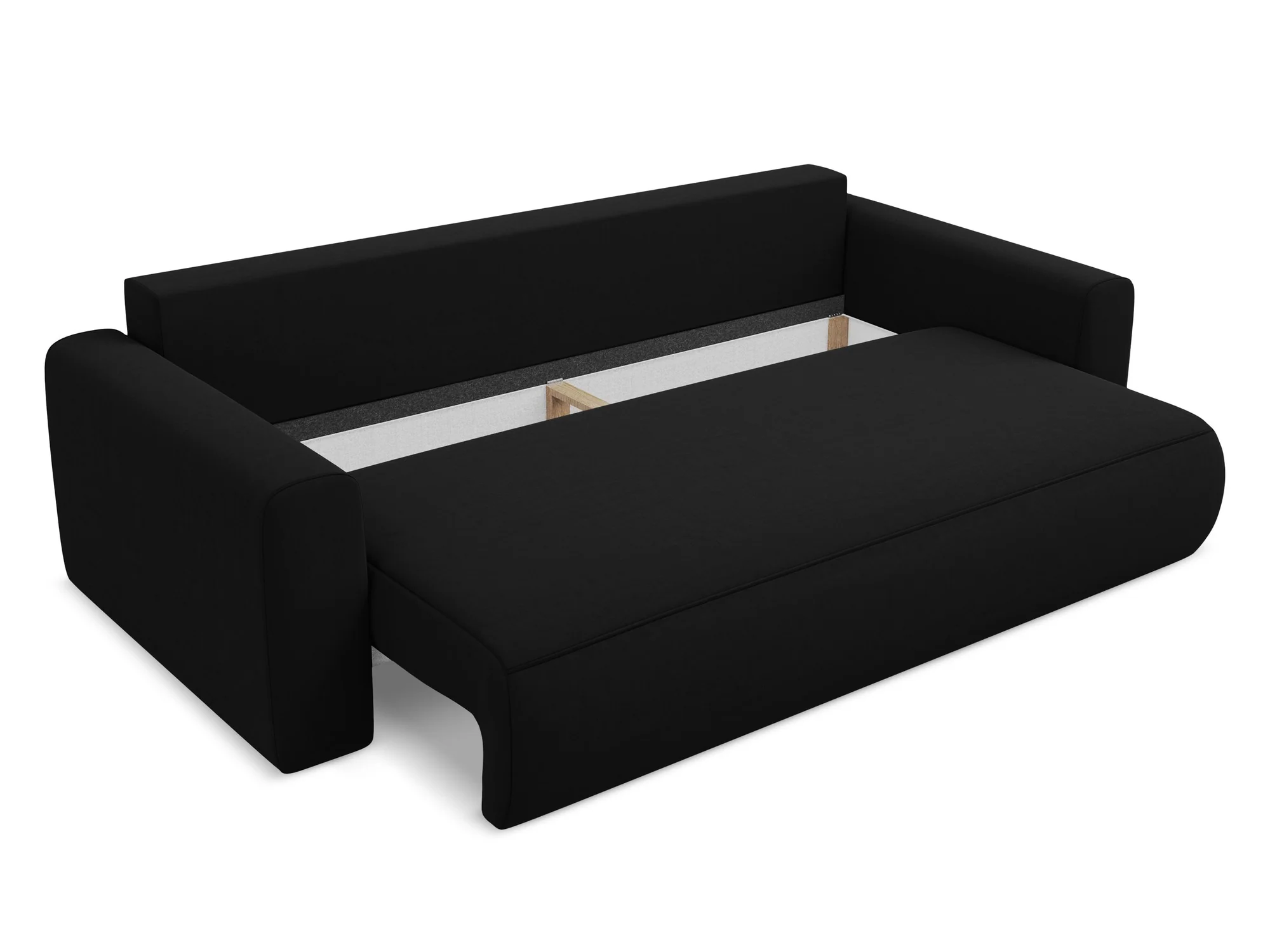 Sofa aksamitna 3-osobowa z funkcją spania KAPUA czarny - Image 6