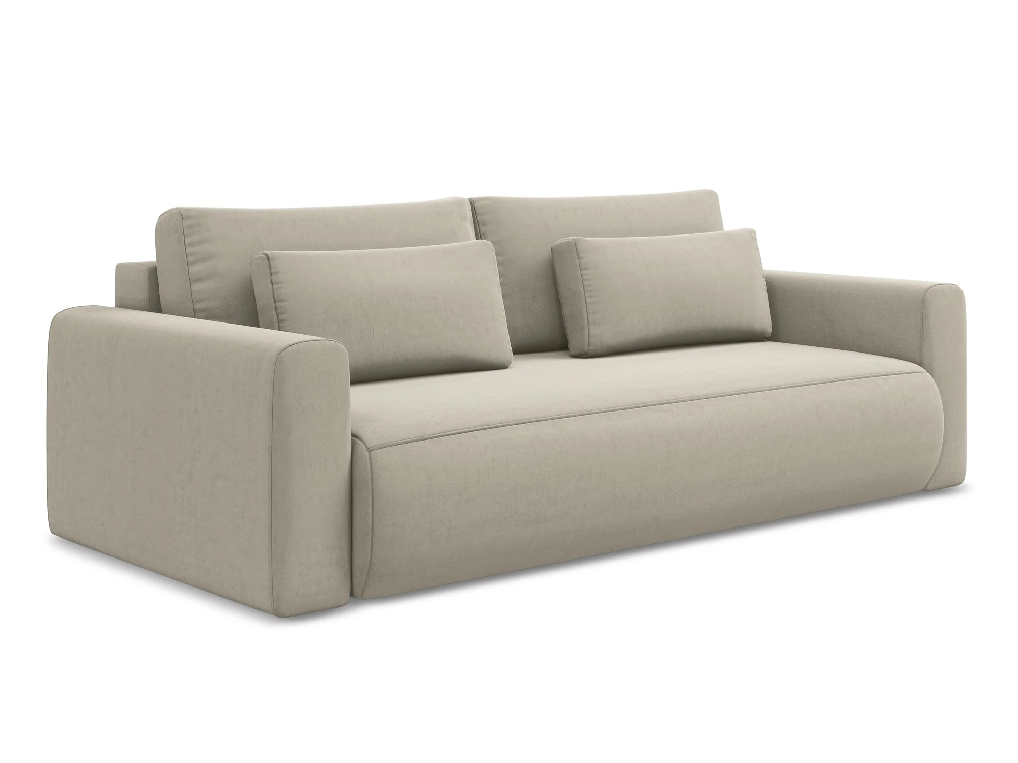 Sofa aksamitna 3-osobowa z funkcją spania KAPUA perłowy