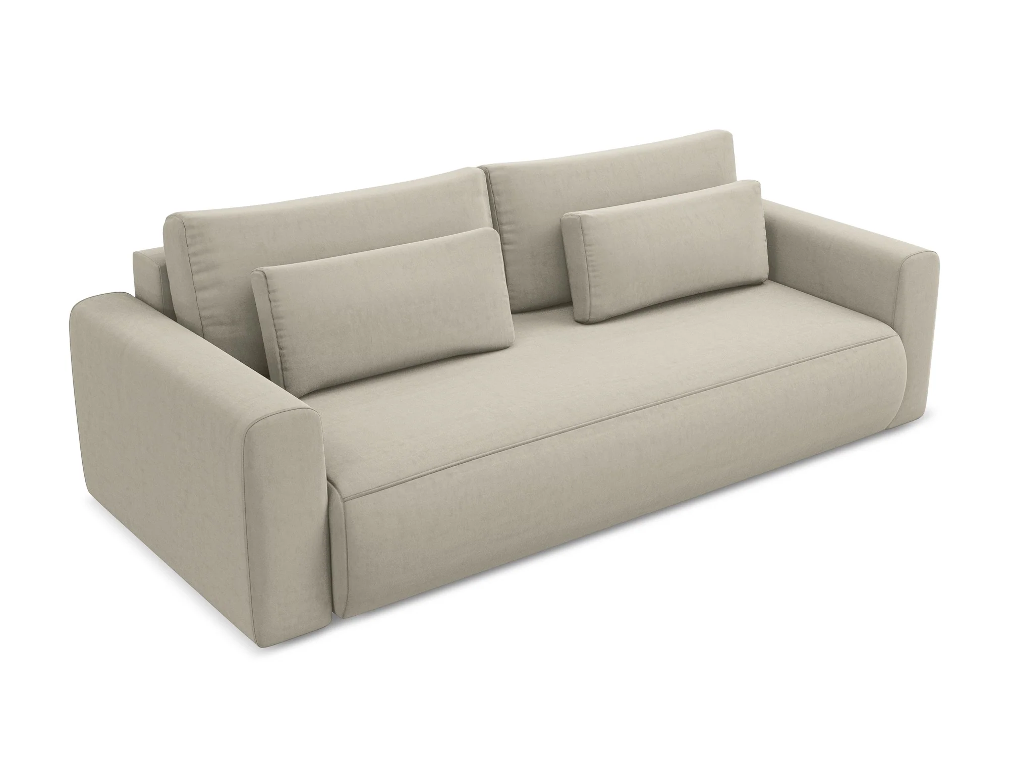 Sofa aksamitna 3-osobowa z funkcją spania KAPUA perłowy - Image 4