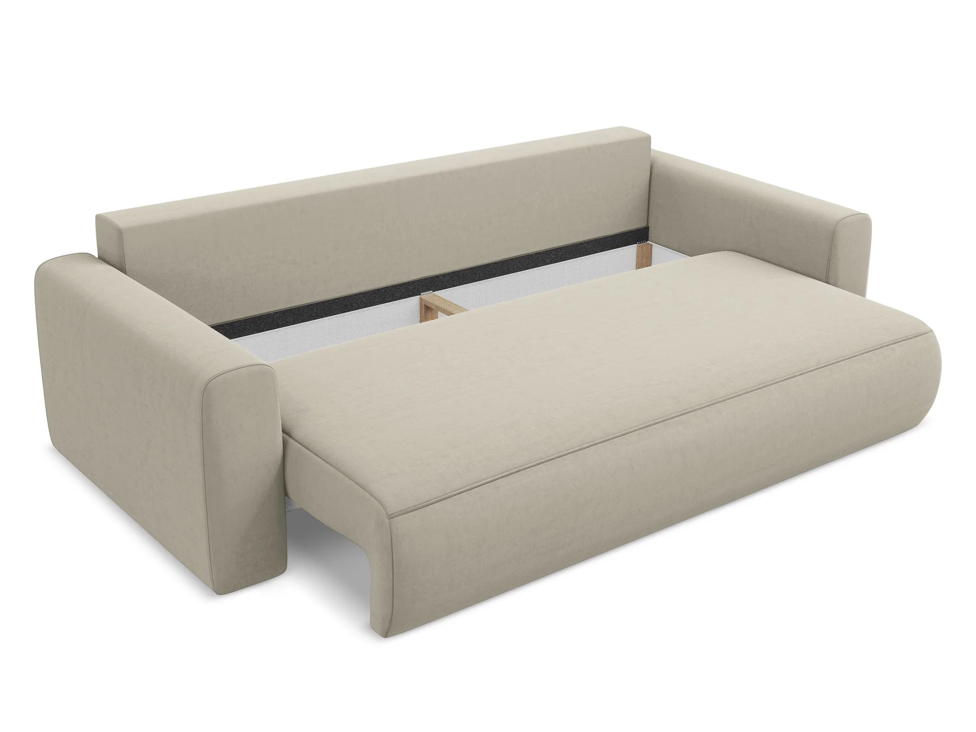 Sofa aksamitna 3-osobowa z funkcją spania KAPUA perłowy - Image 6