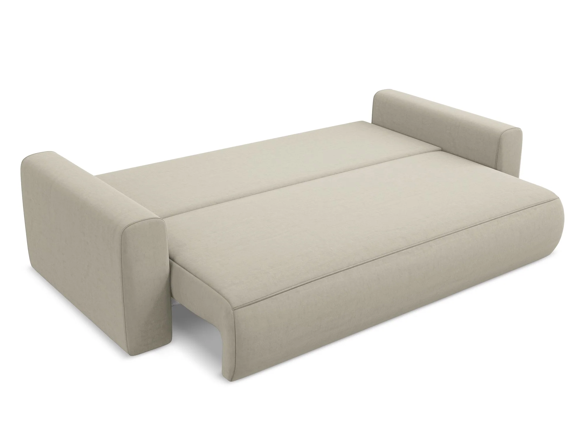 Sofa aksamitna 3-osobowa z funkcją spania KAPUA perłowy - Image 7