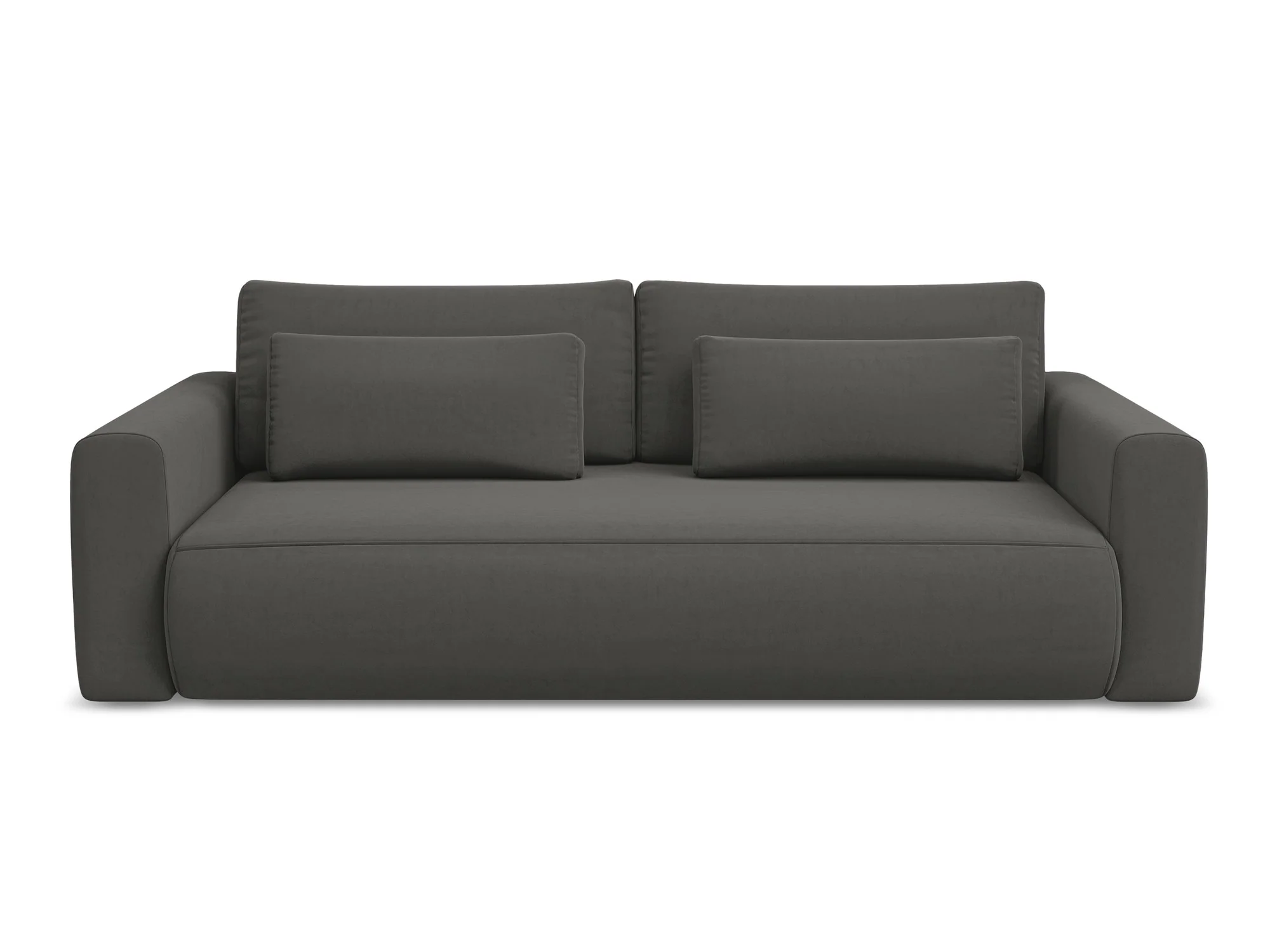 Sofa aksamitna 3-osobowa z funkcją spania KAPUA stalowy szary - Image 3