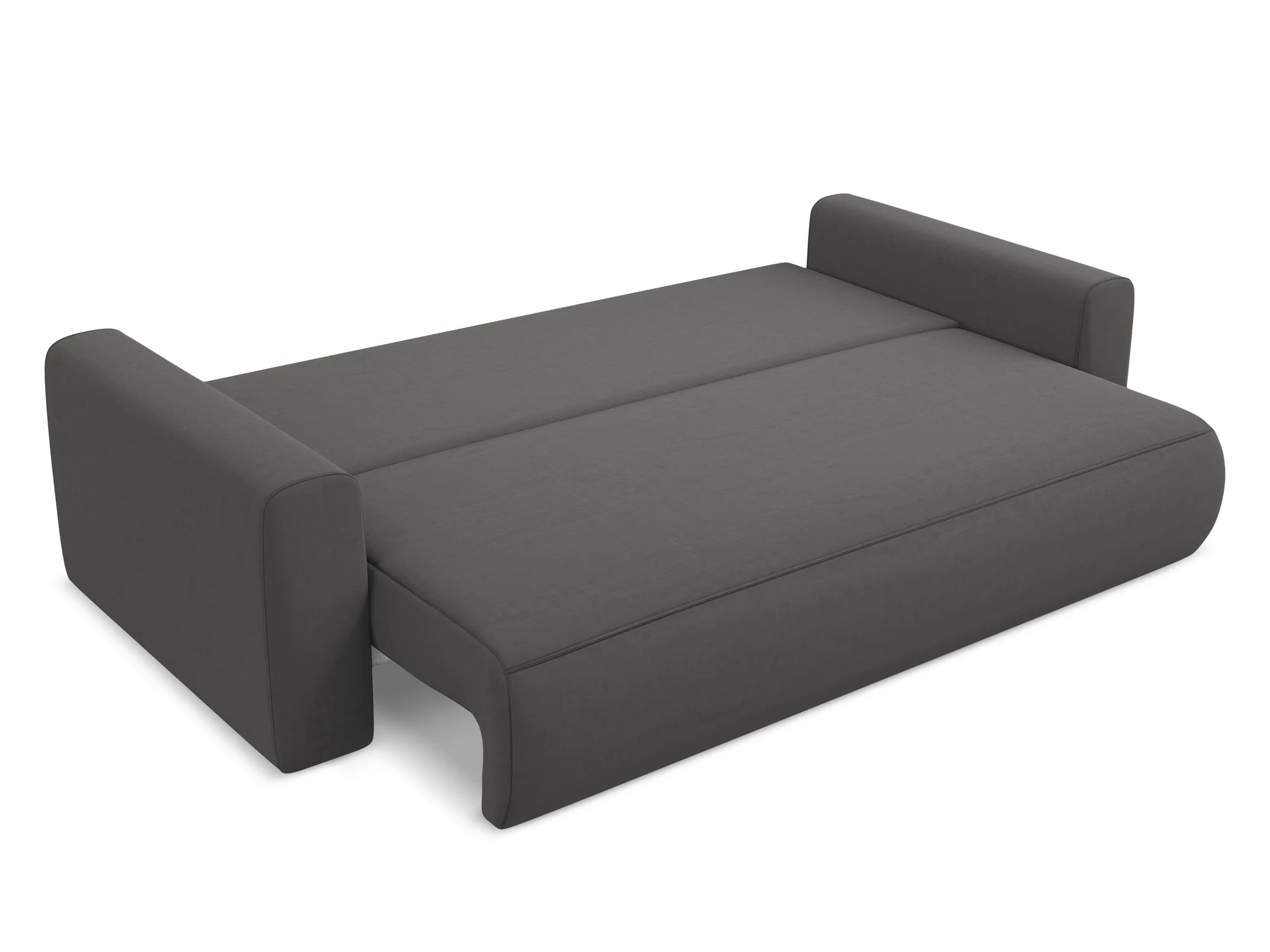 Sofa aksamitna 3-osobowa z funkcją spania KAPUA stalowy szary - Image 6