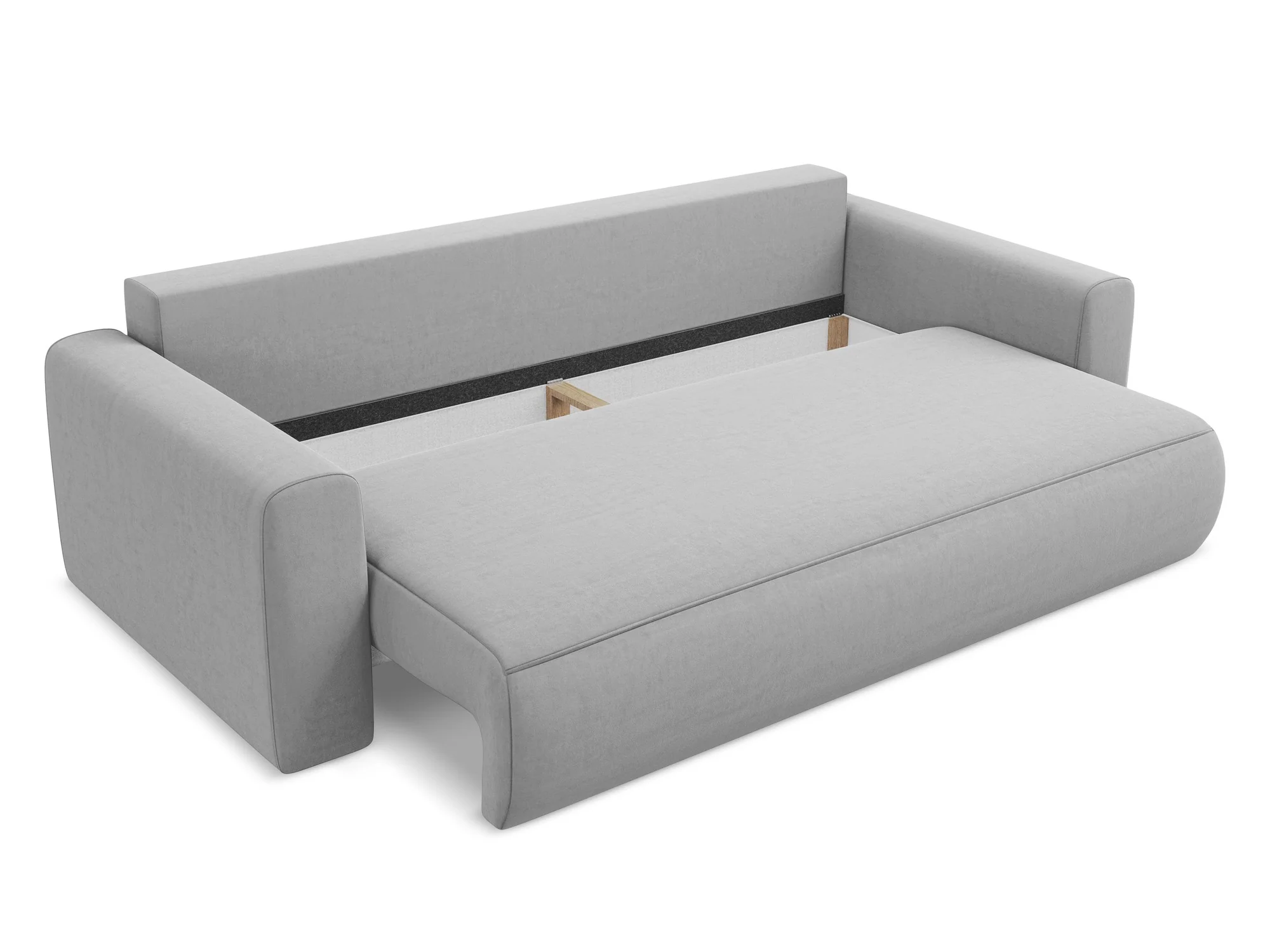 Sofa aksamitna 3-osobowa z funkcją spania KAPUA szary - Image 5