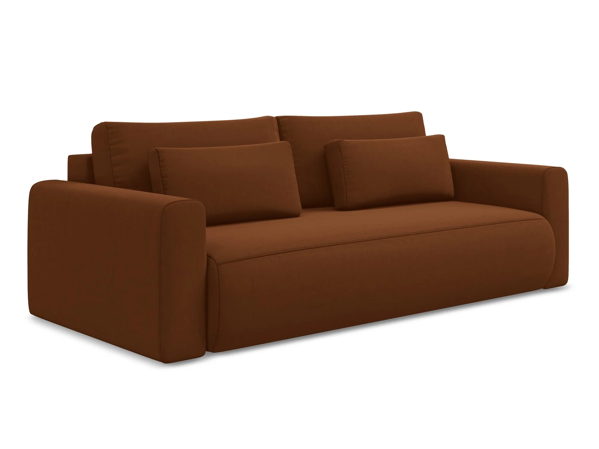 Sofa aksamitna 3-osobowa z funkcją spania KAPUA terakota