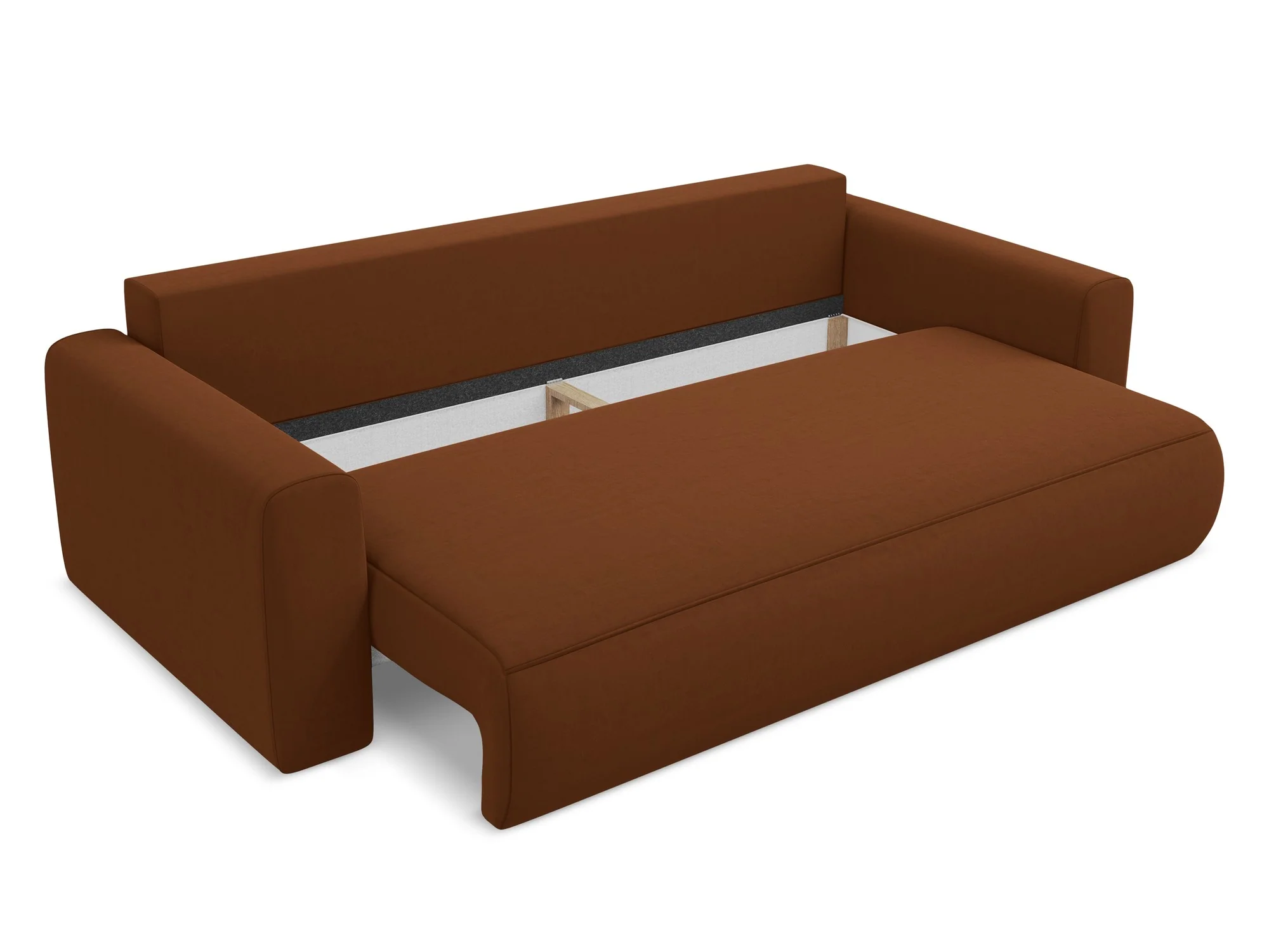 Sofa aksamitna 3-osobowa z funkcją spania KAPUA terakota - Image 7