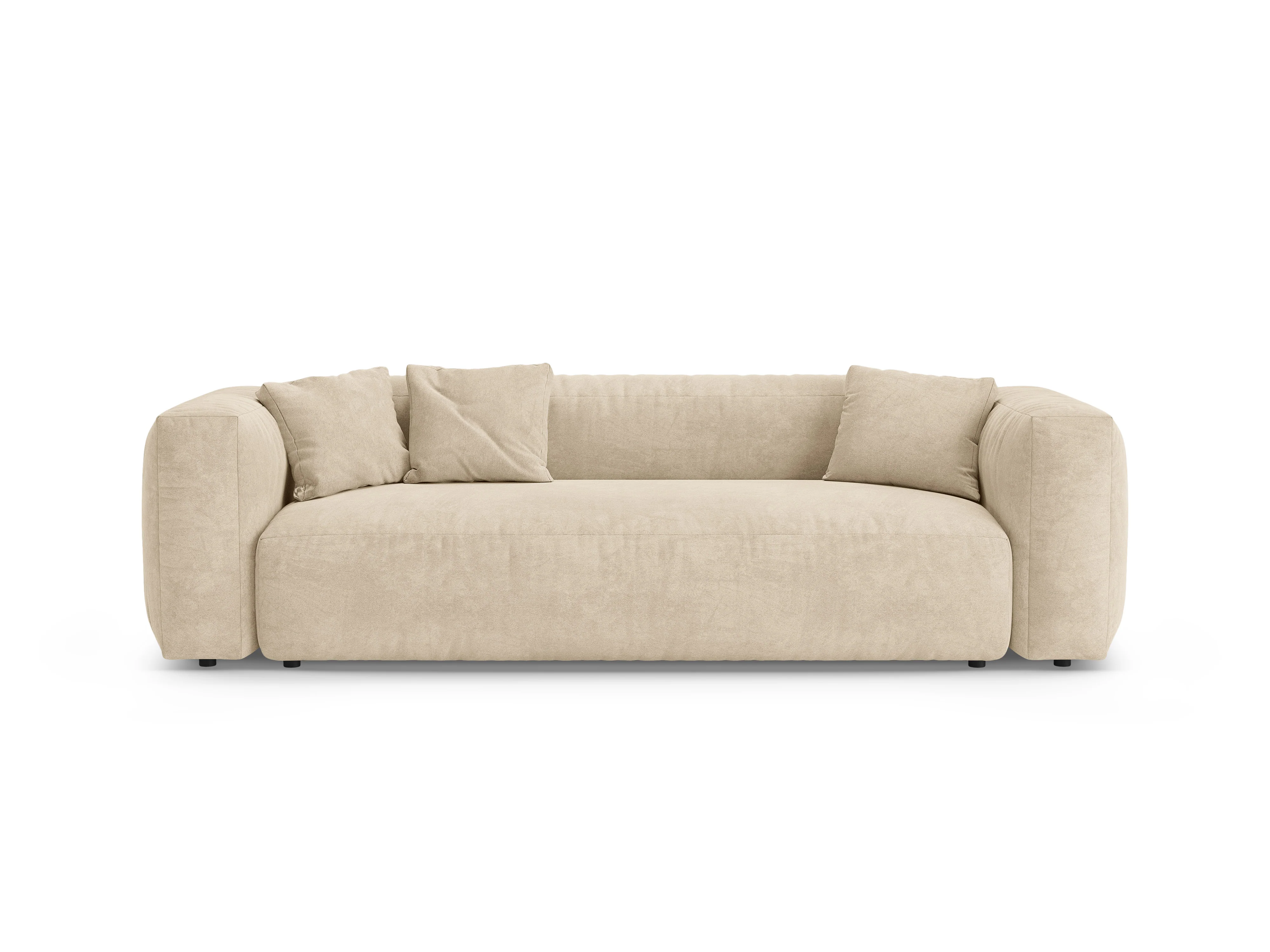 Sofa aksamitna 3-osobowa z funkcją spania MARTINA jasny beżowy - Image 4