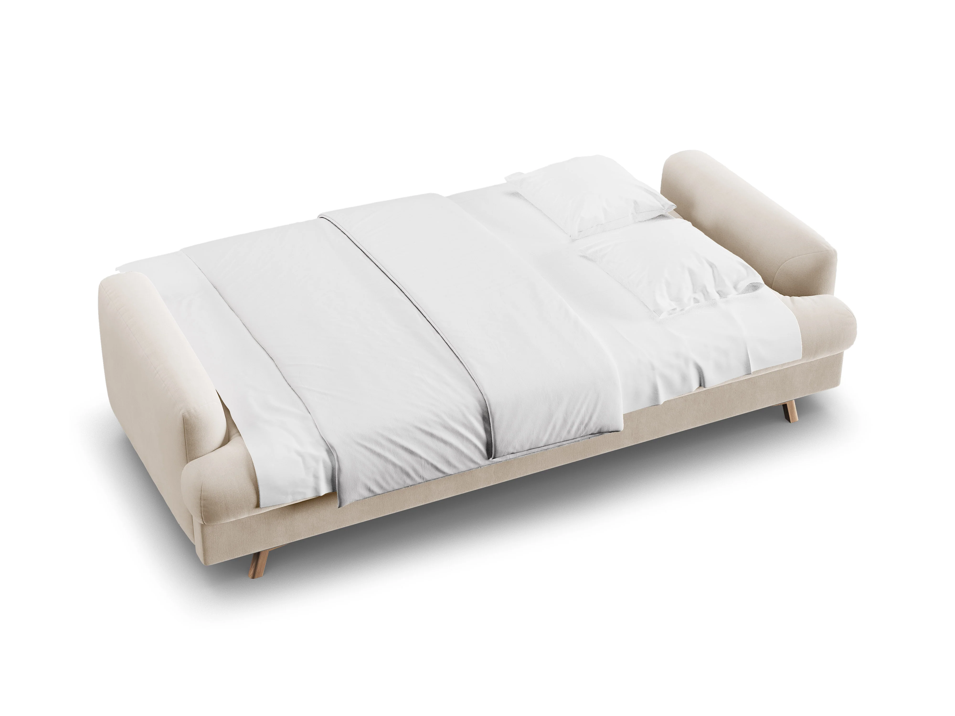 Sofa aksamitna 3-osobowa z funkcją spania NAOMI beżowy - Image 6