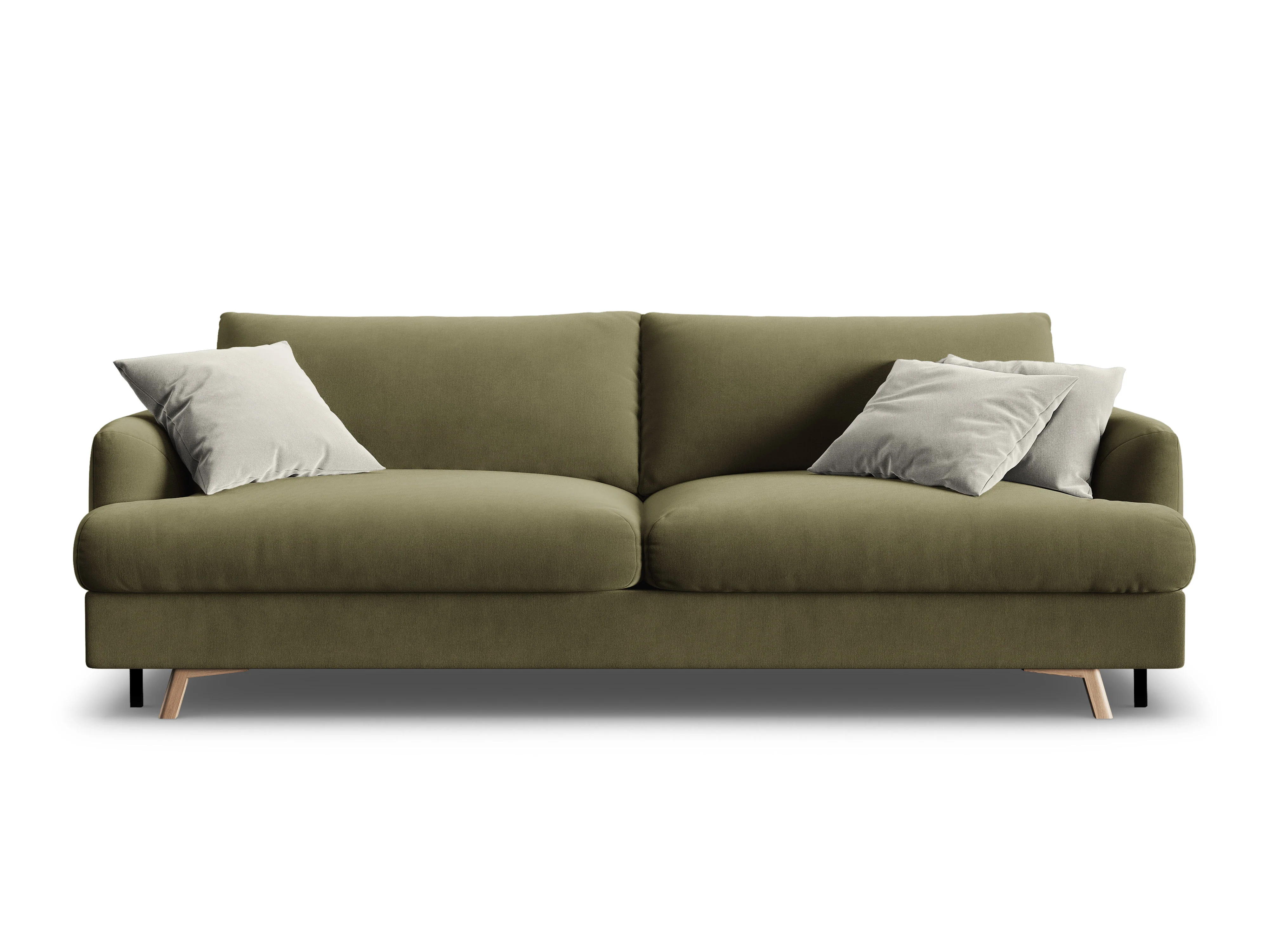 Sofa aksamitna 3-osobowa z funkcją spania NAOMI zielony - Image 2