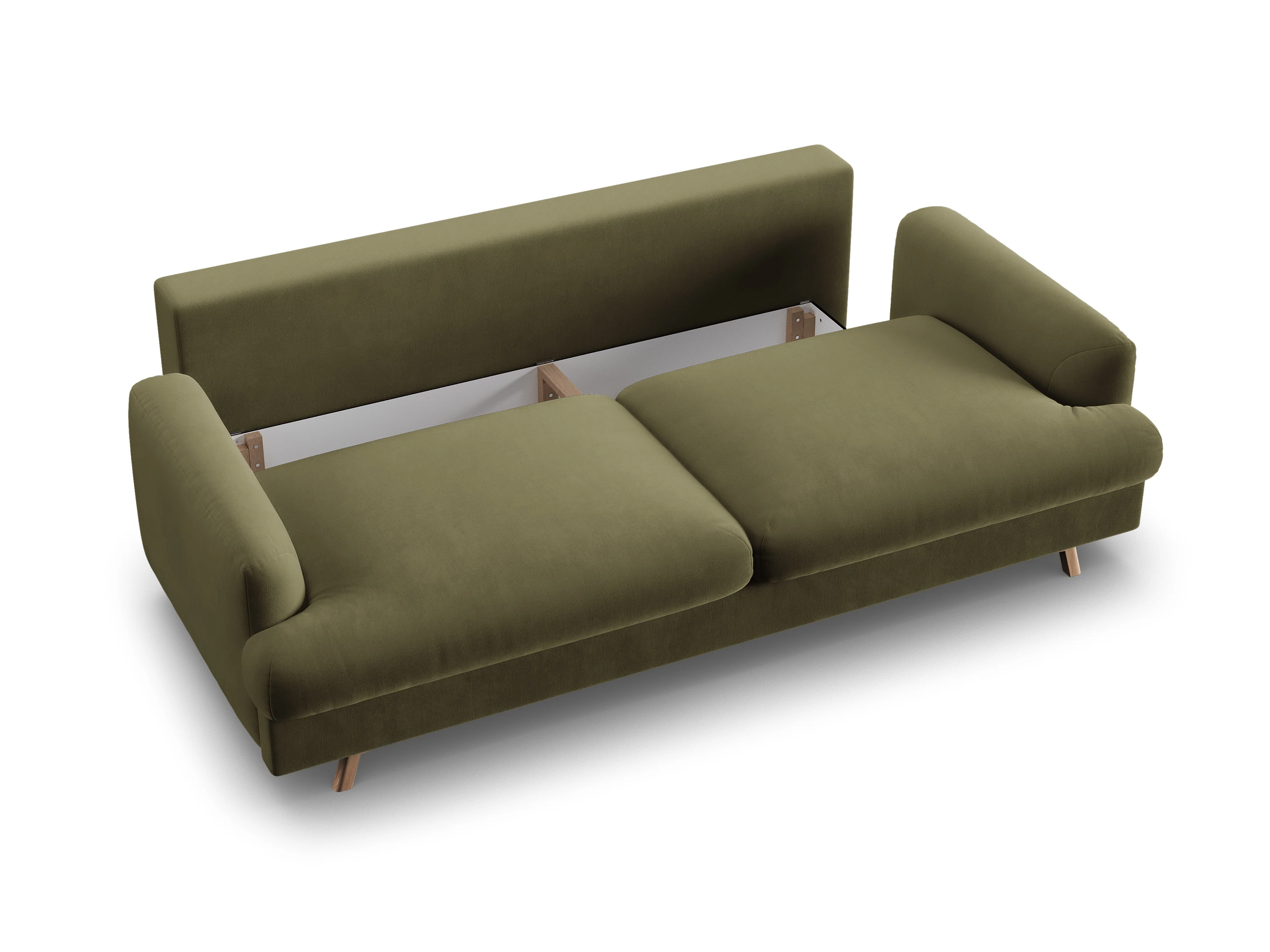 Sofa aksamitna 3-osobowa z funkcją spania NAOMI zielony - Image 3