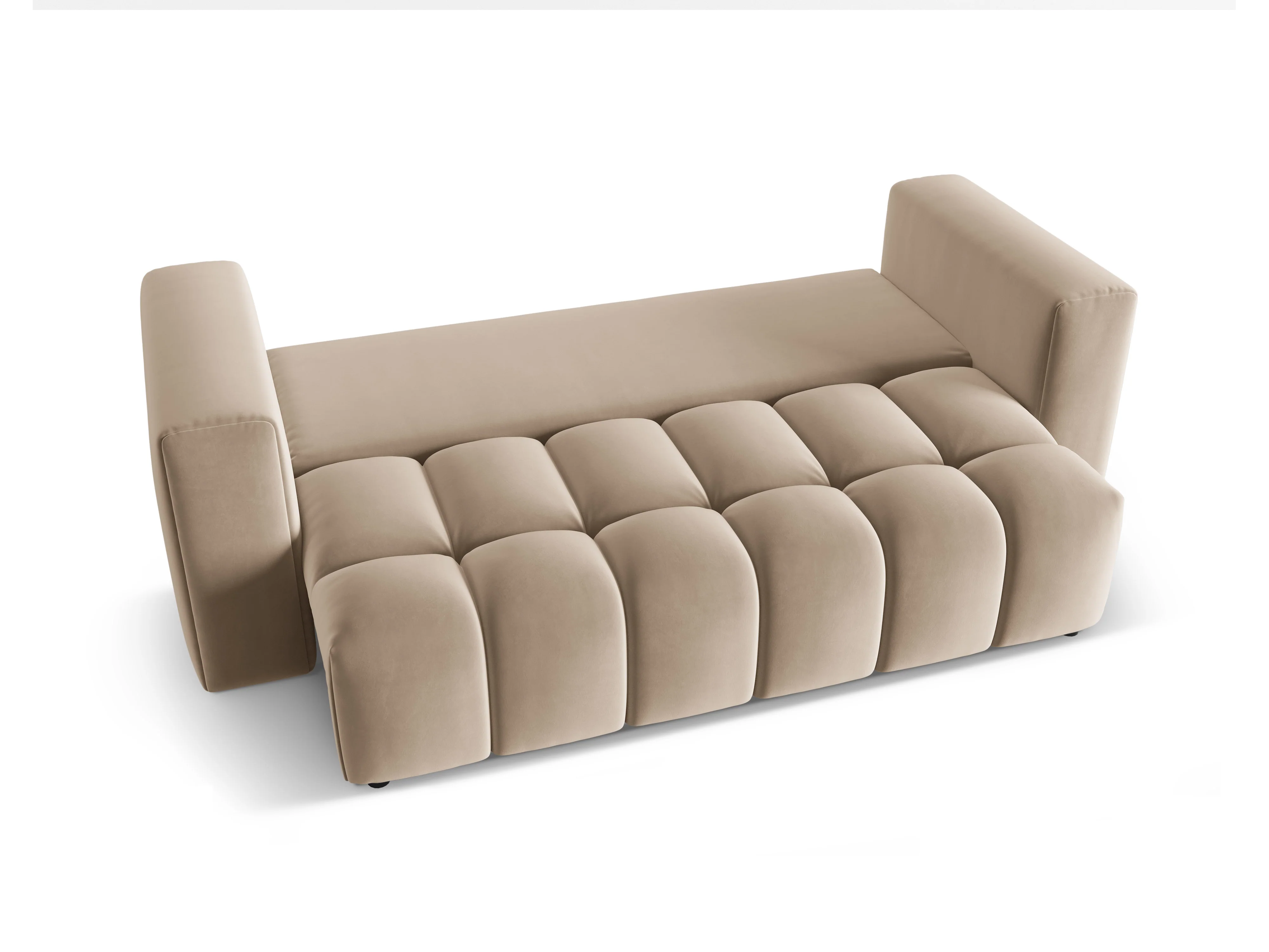 Sofa aksamitna 3-osobowa z funkcją spania VERONA piaskowy - Image 2