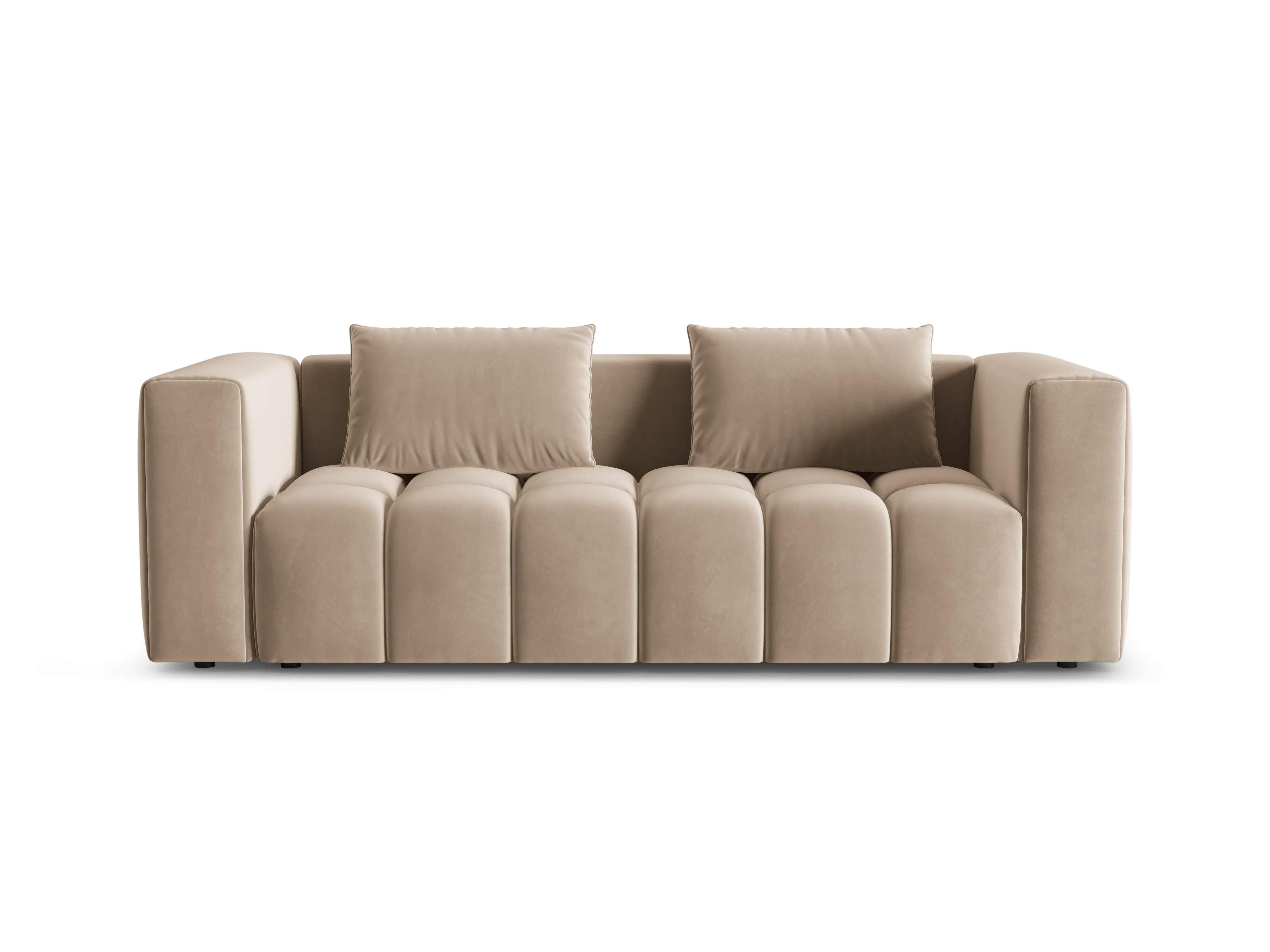 Sofa aksamitna 3-osobowa z funkcją spania VERONA piaskowy - Image 3