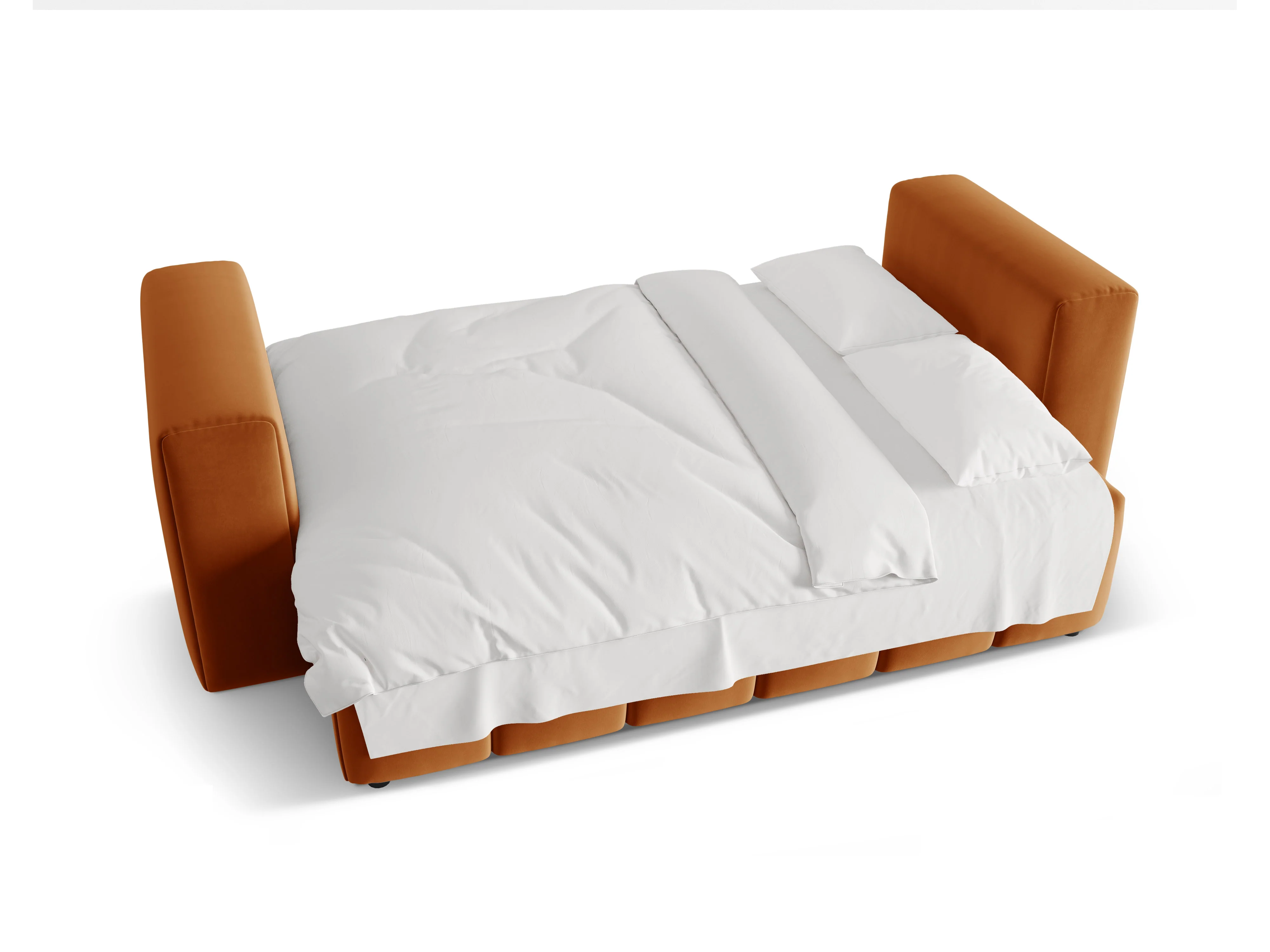 Sofa aksamitna 3-osobowa z funkcją spania VERONA ceglany - Image 5