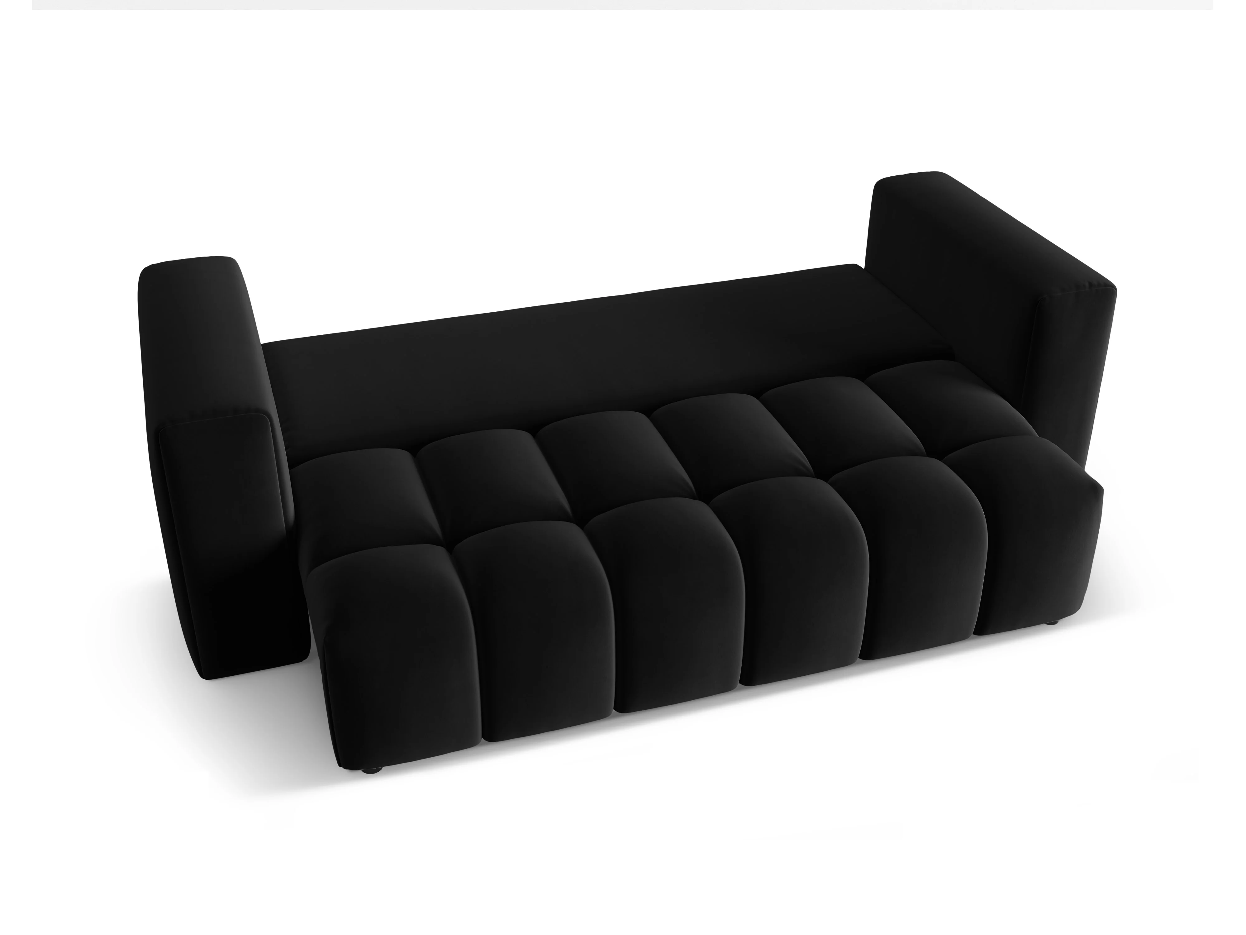 Sofa aksamitna 3-osobowa z funkcją spania VERONA czarny - Image 2