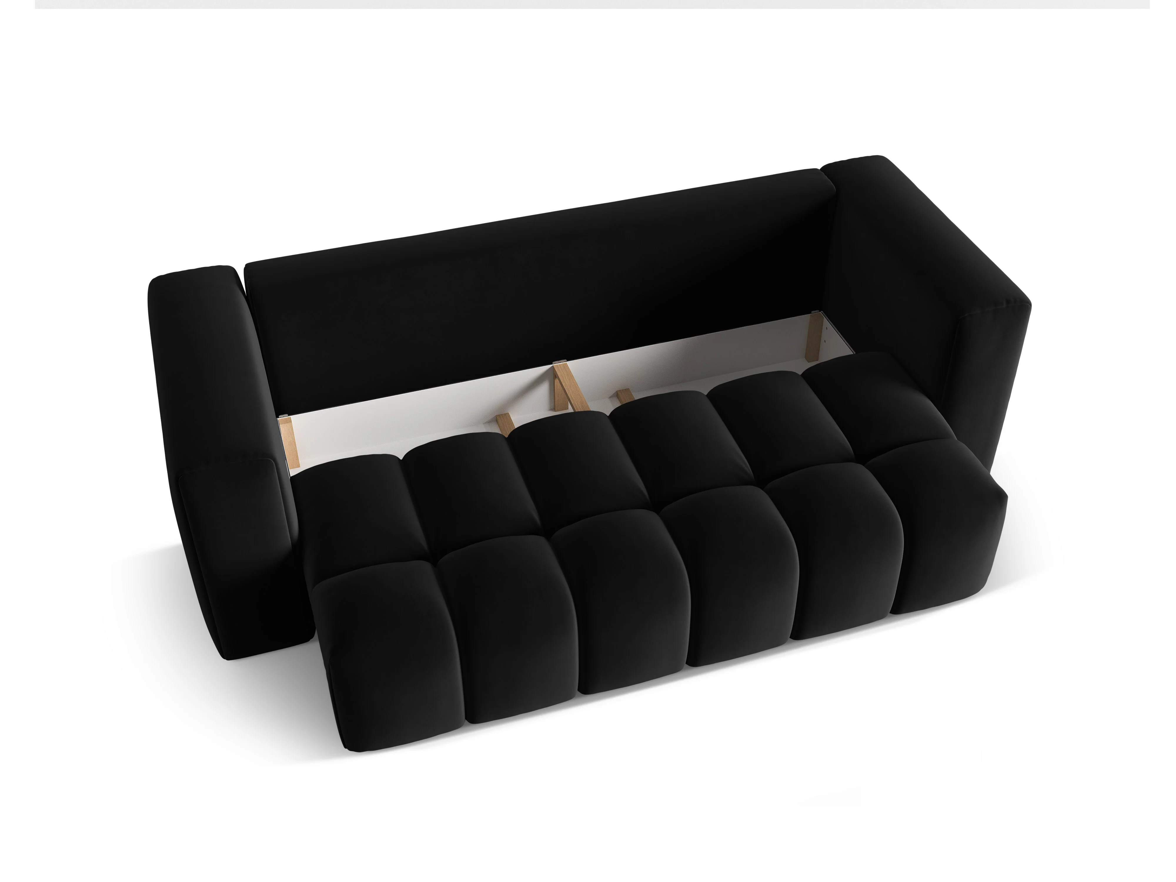 Sofa aksamitna 3-osobowa z funkcją spania VERONA czarny - Image 4