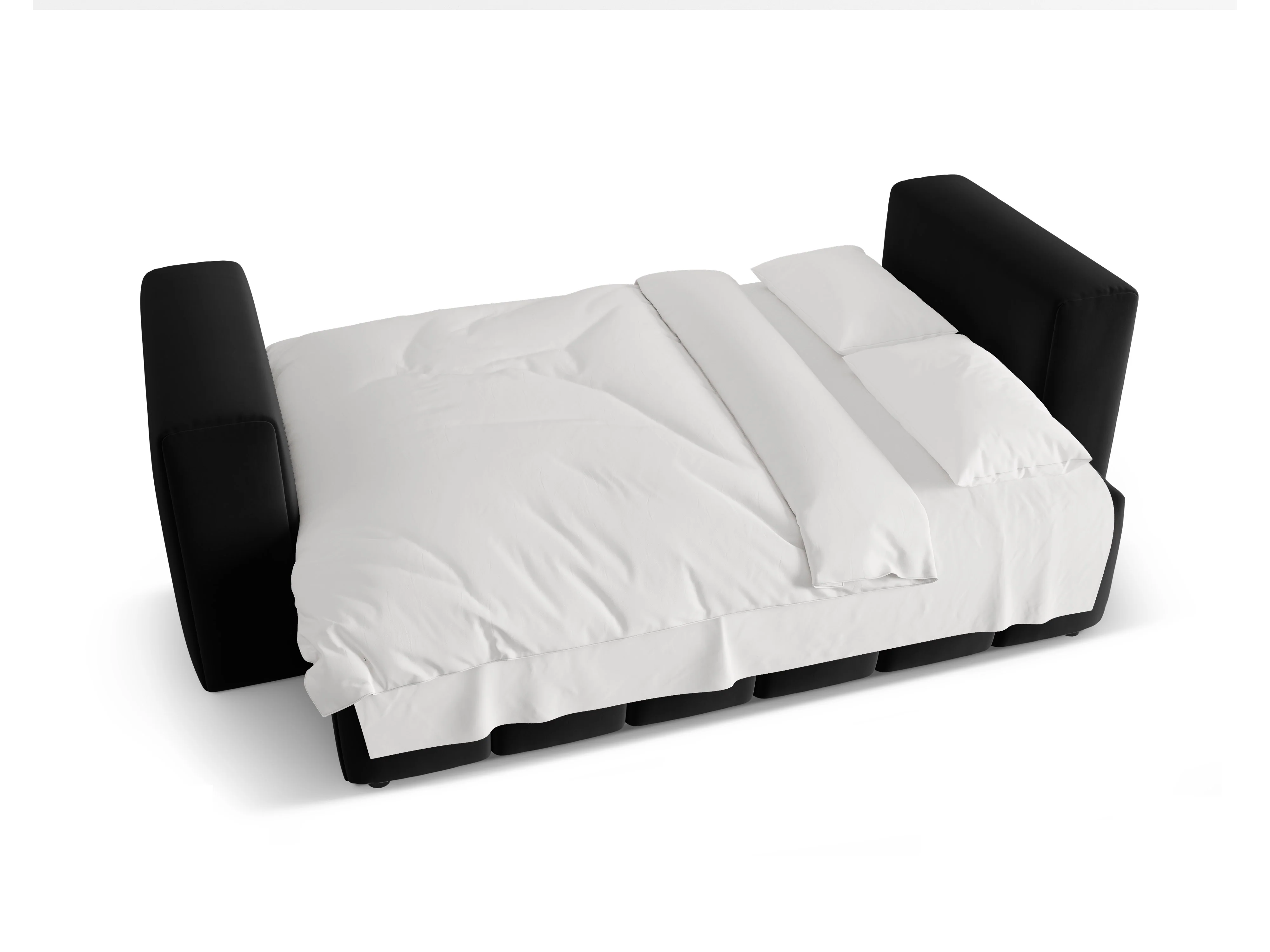 Sofa aksamitna 3-osobowa z funkcją spania VERONA czarny - Image 5