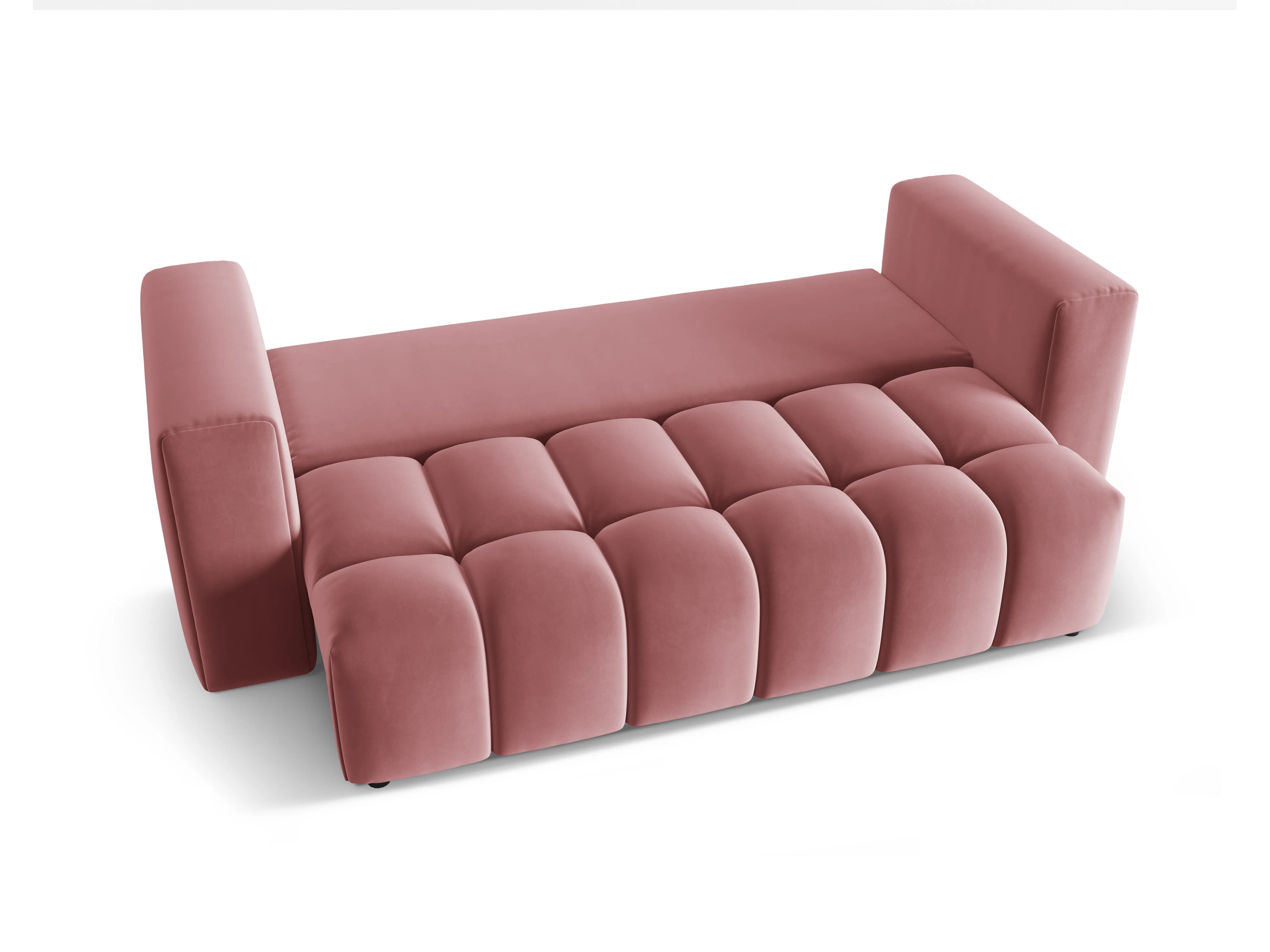Sofa aksamitna 3-osobowa z funkcją spania VERONA różowy flamingo - Image 2
