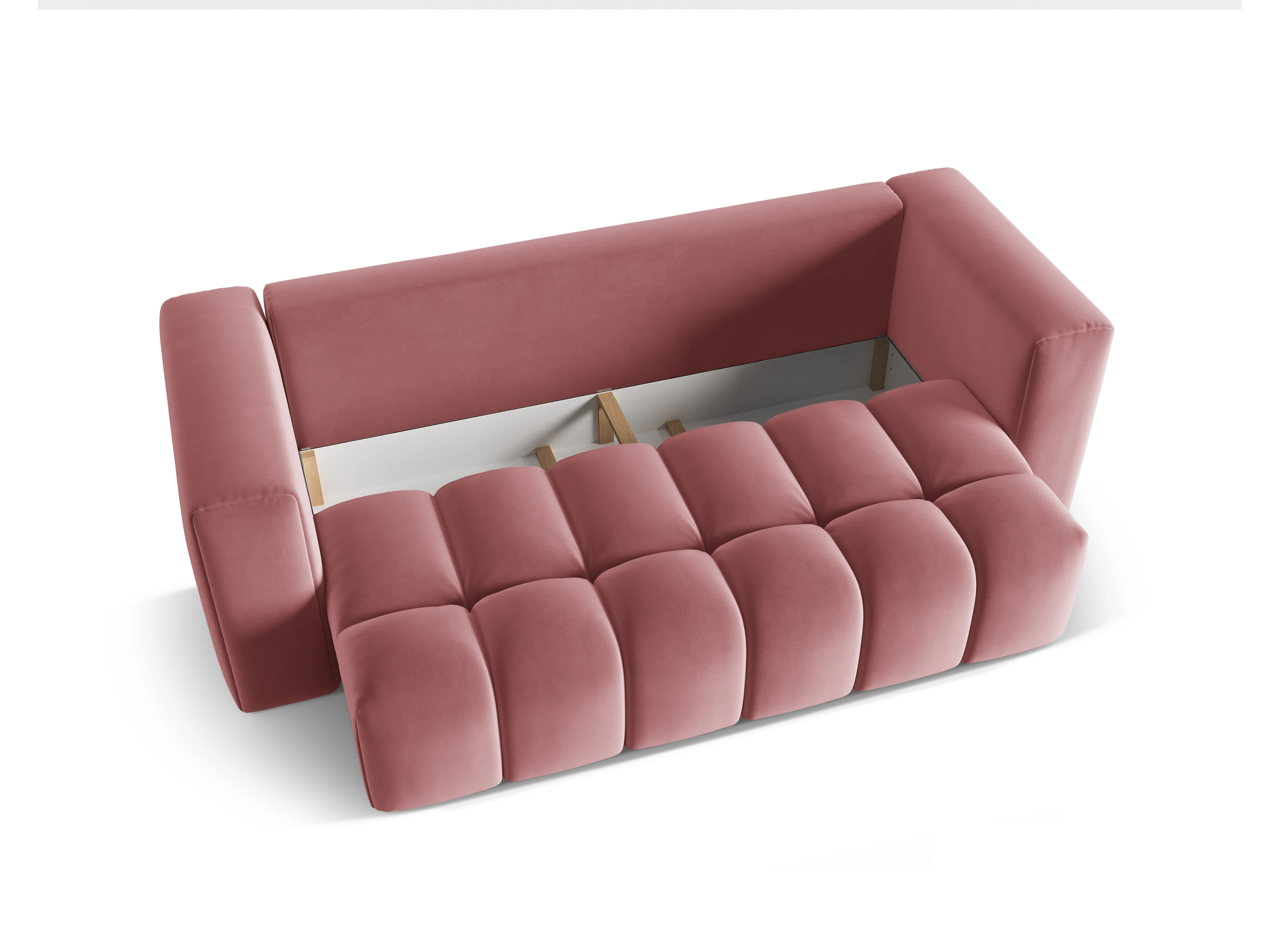 Sofa aksamitna 3-osobowa z funkcją spania VERONA różowy flamingo - Image 4
