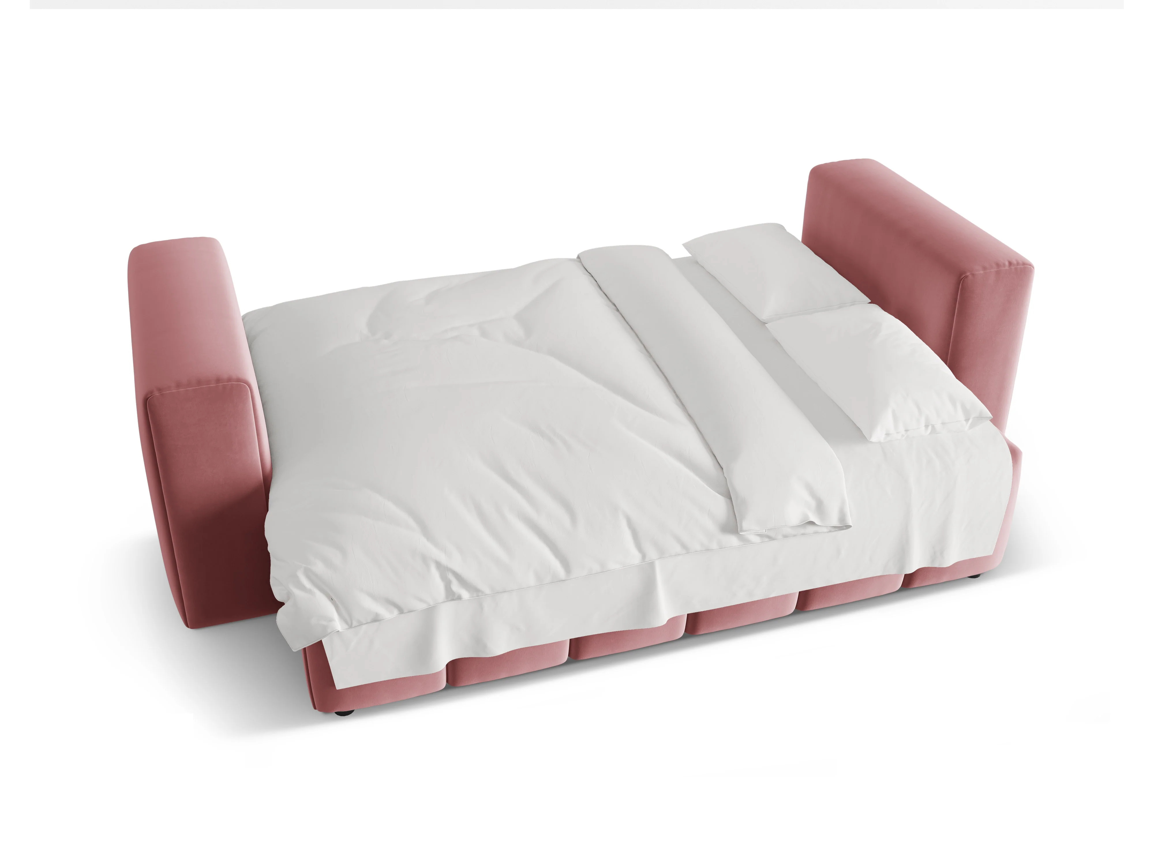 Sofa aksamitna 3-osobowa z funkcją spania VERONA różowy flamingo - Image 5