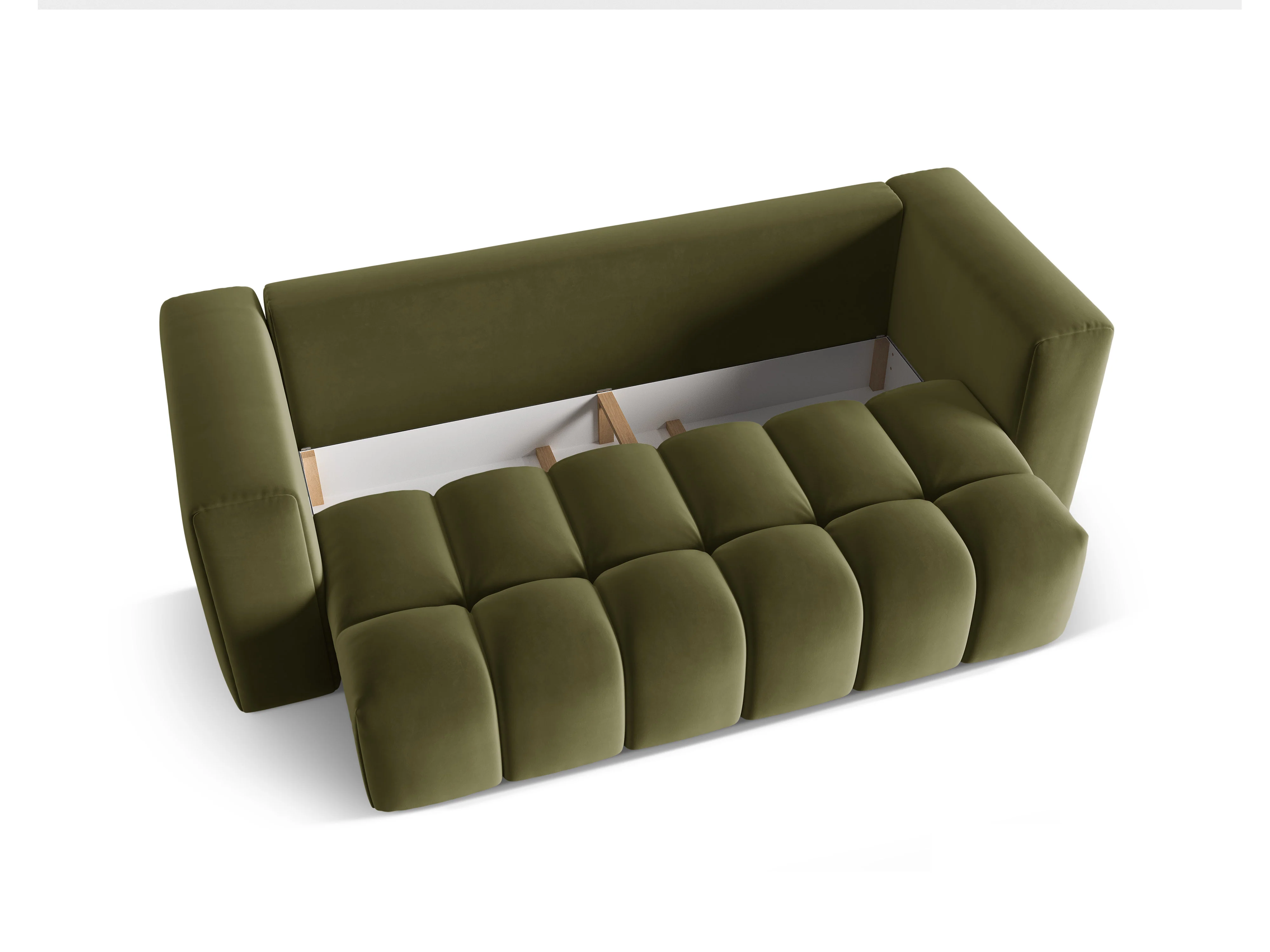 Sofa aksamitna 3-osobowa z funkcją spania VERONA jasny zielony - Image 4