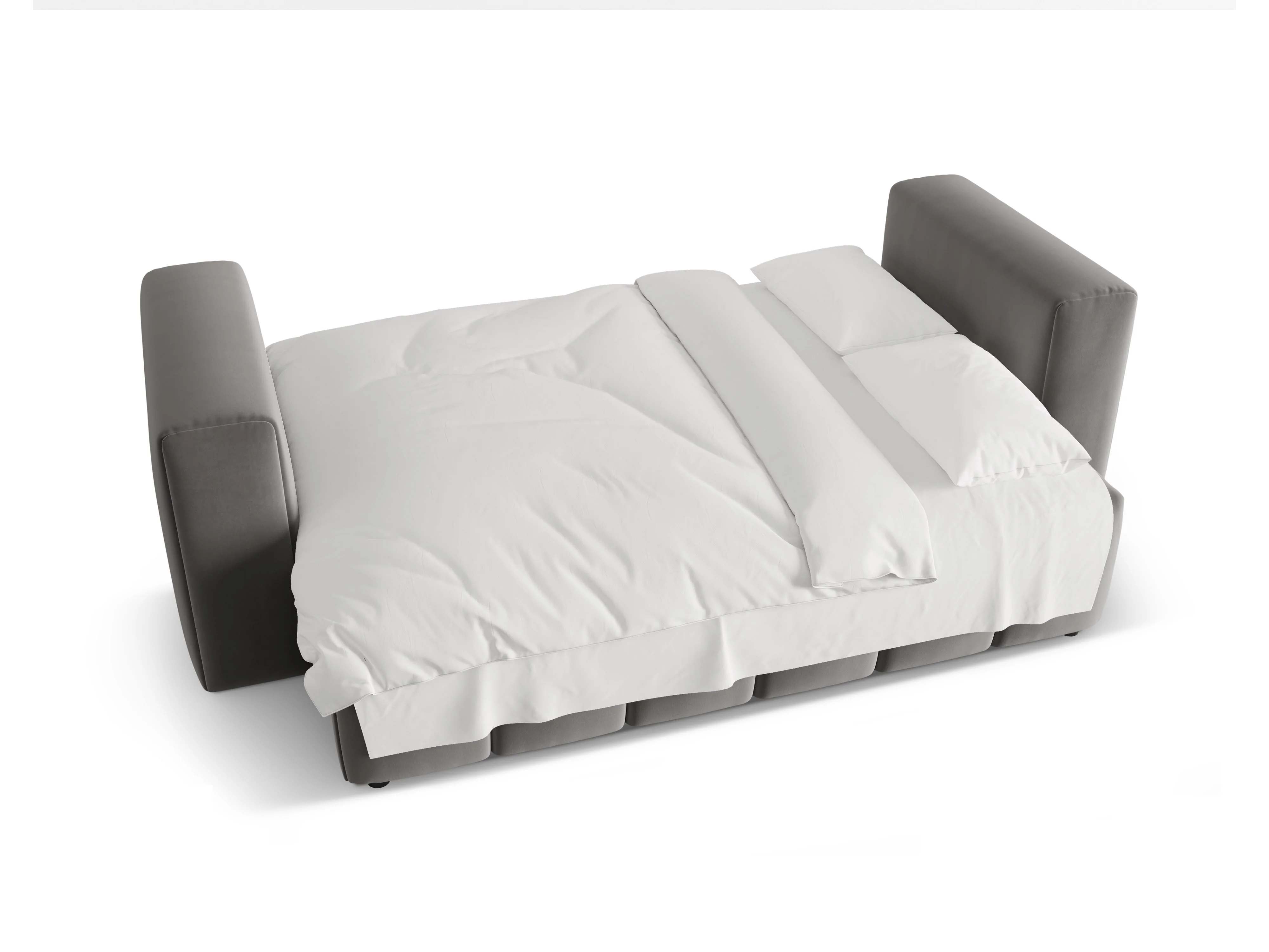 Sofa aksamitna 3-osobowa z funkcją spania VERONA szary - Image 5