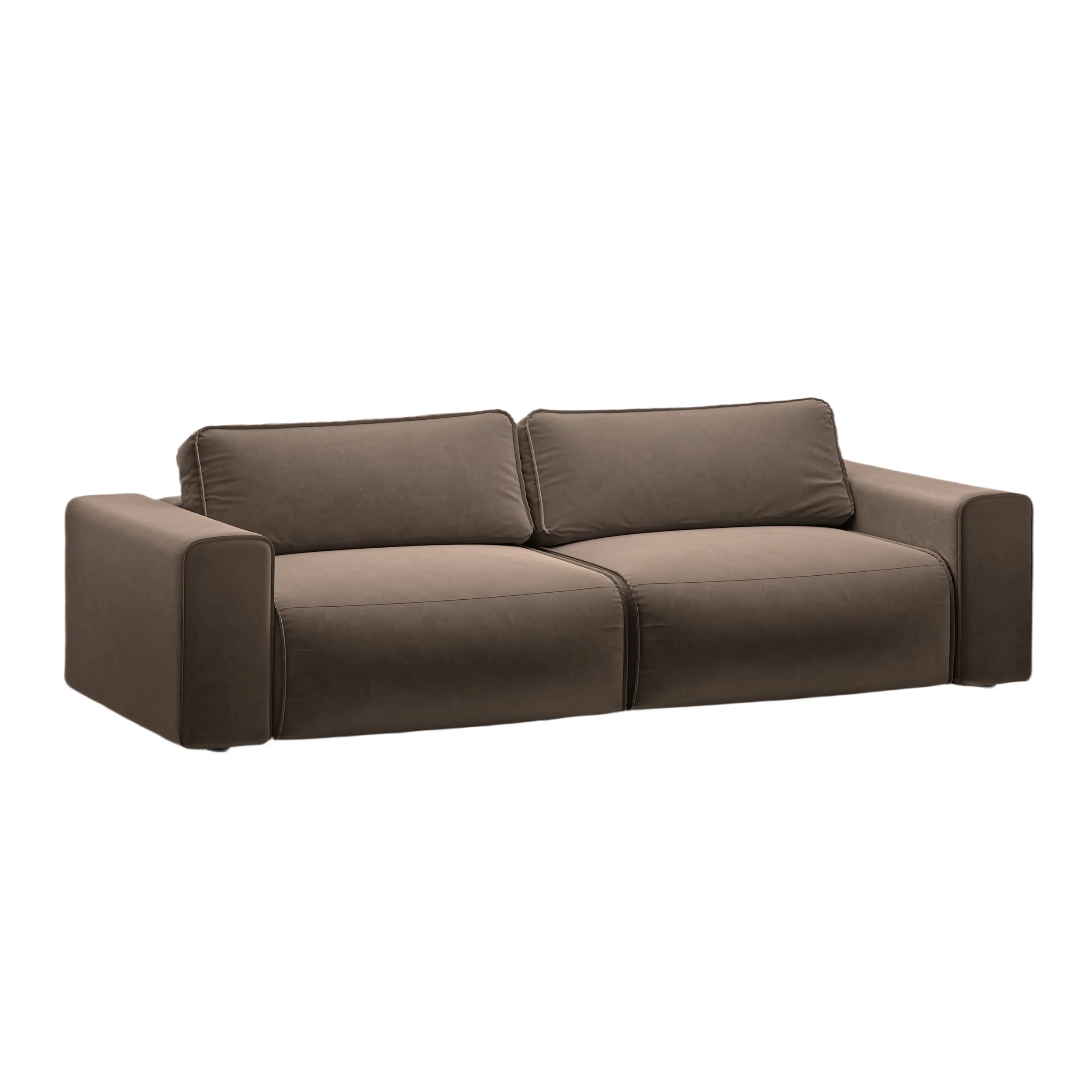 Sofa aksamitna 3-osobowa z funkcją spania VICTOR czekoladowy