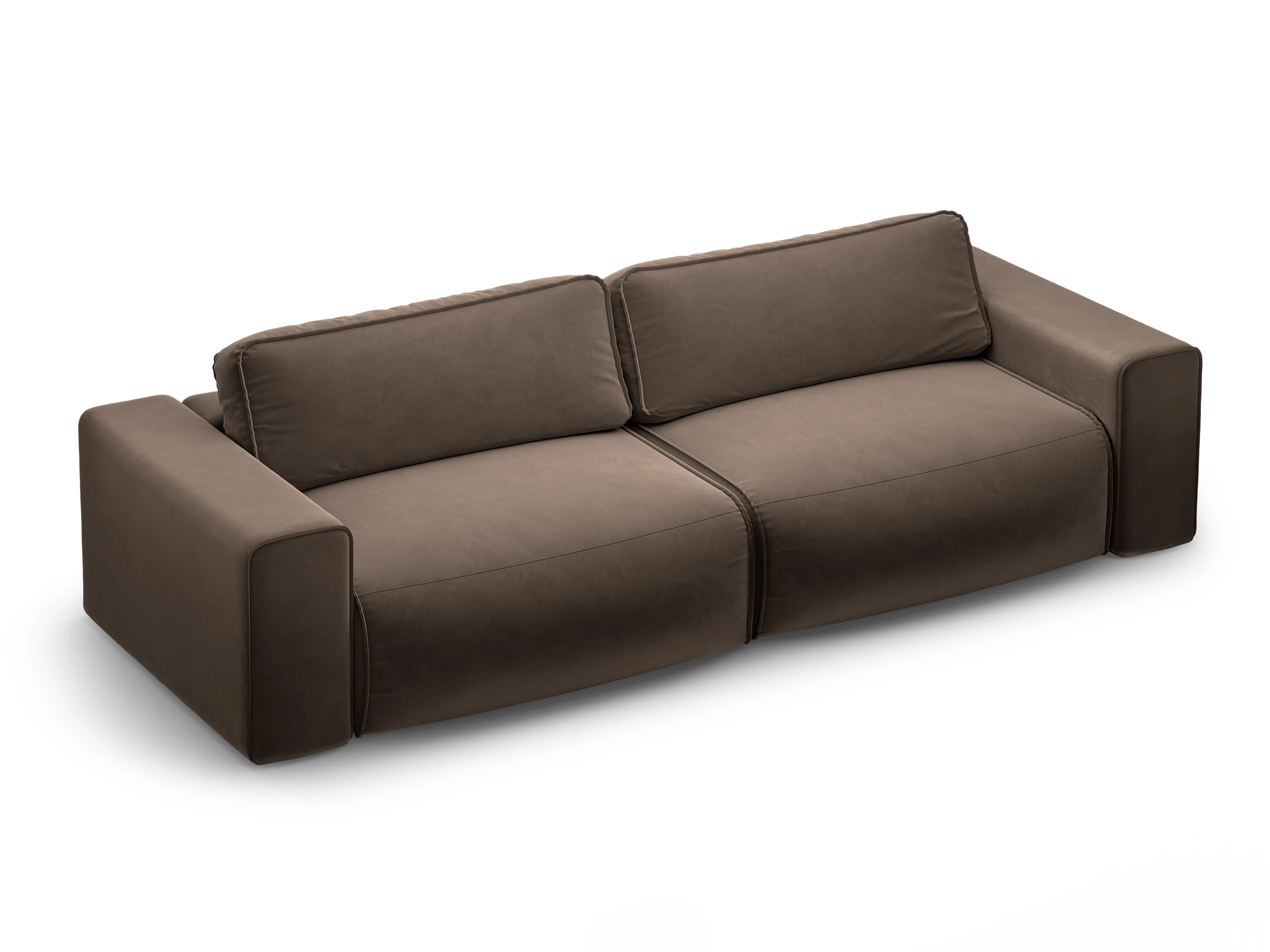 Sofa aksamitna 3-osobowa z funkcją spania VICTOR czekoladowy - Image 2