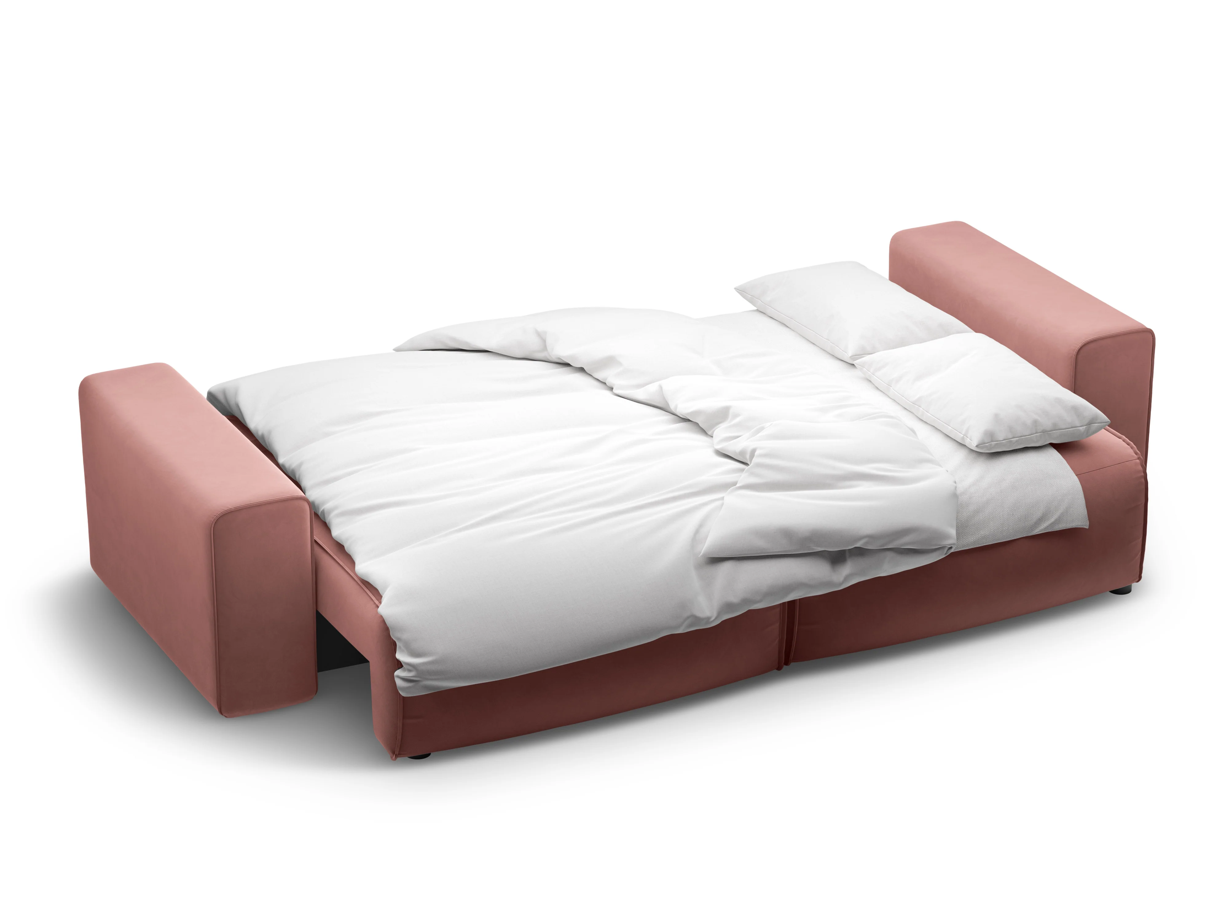 Sofa aksamitna 3-osobowa z funkcją spania VICTOR różowy - Image 4