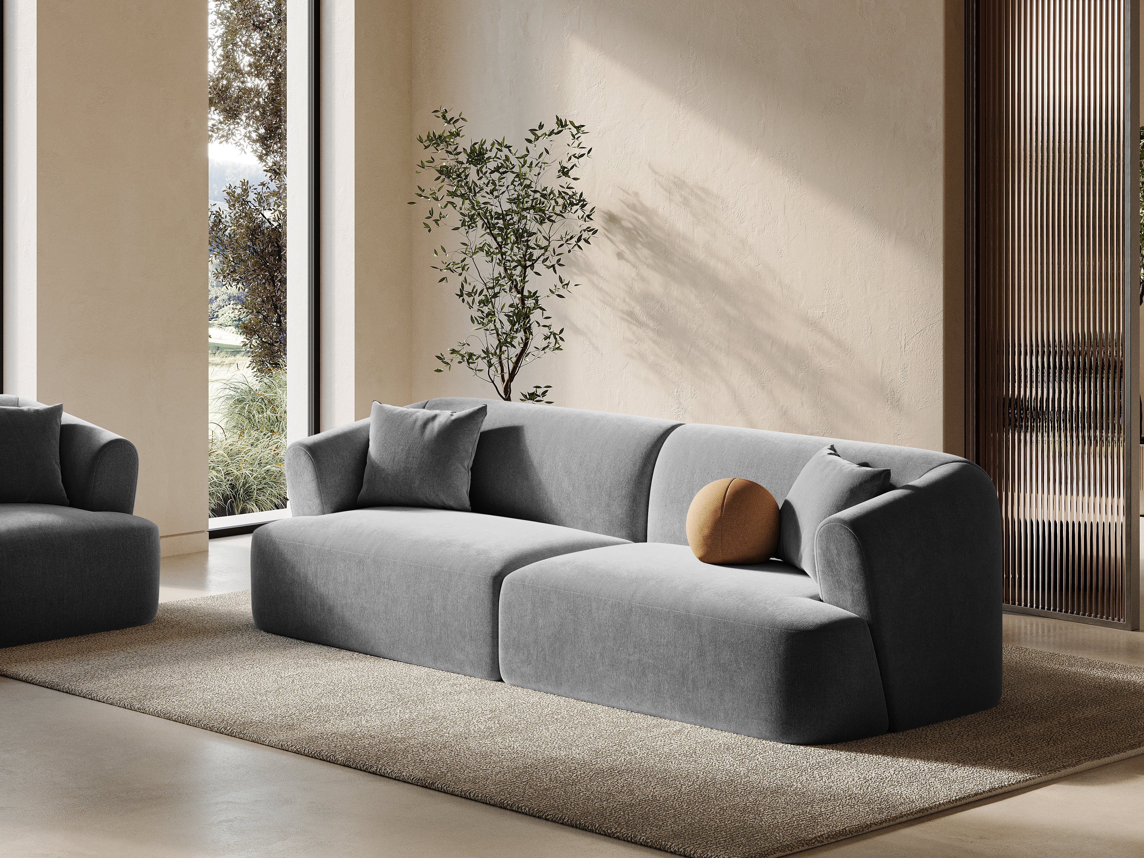 Sofa aksamitna 4-osobowa CAMPI szary - Image 2